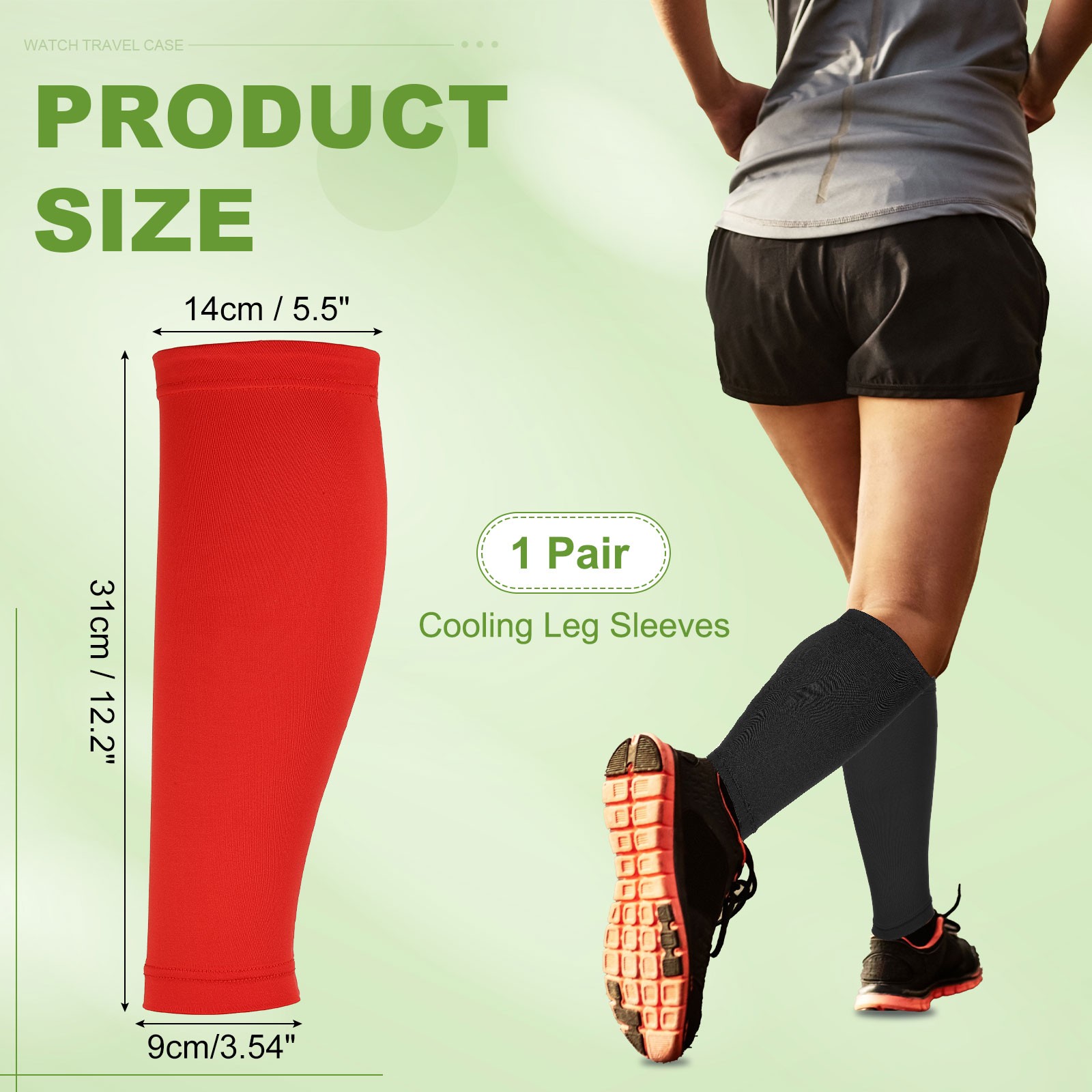 Sun Protection Leg Sleeves with Anti-slip Silicone Strips, Red