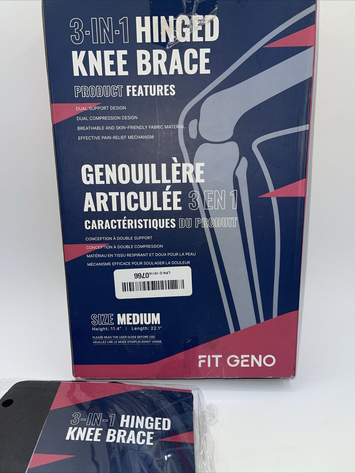 Knee Brace with Side Stabilizers Size 3 In One Medium Fit Geno OPEN BOX