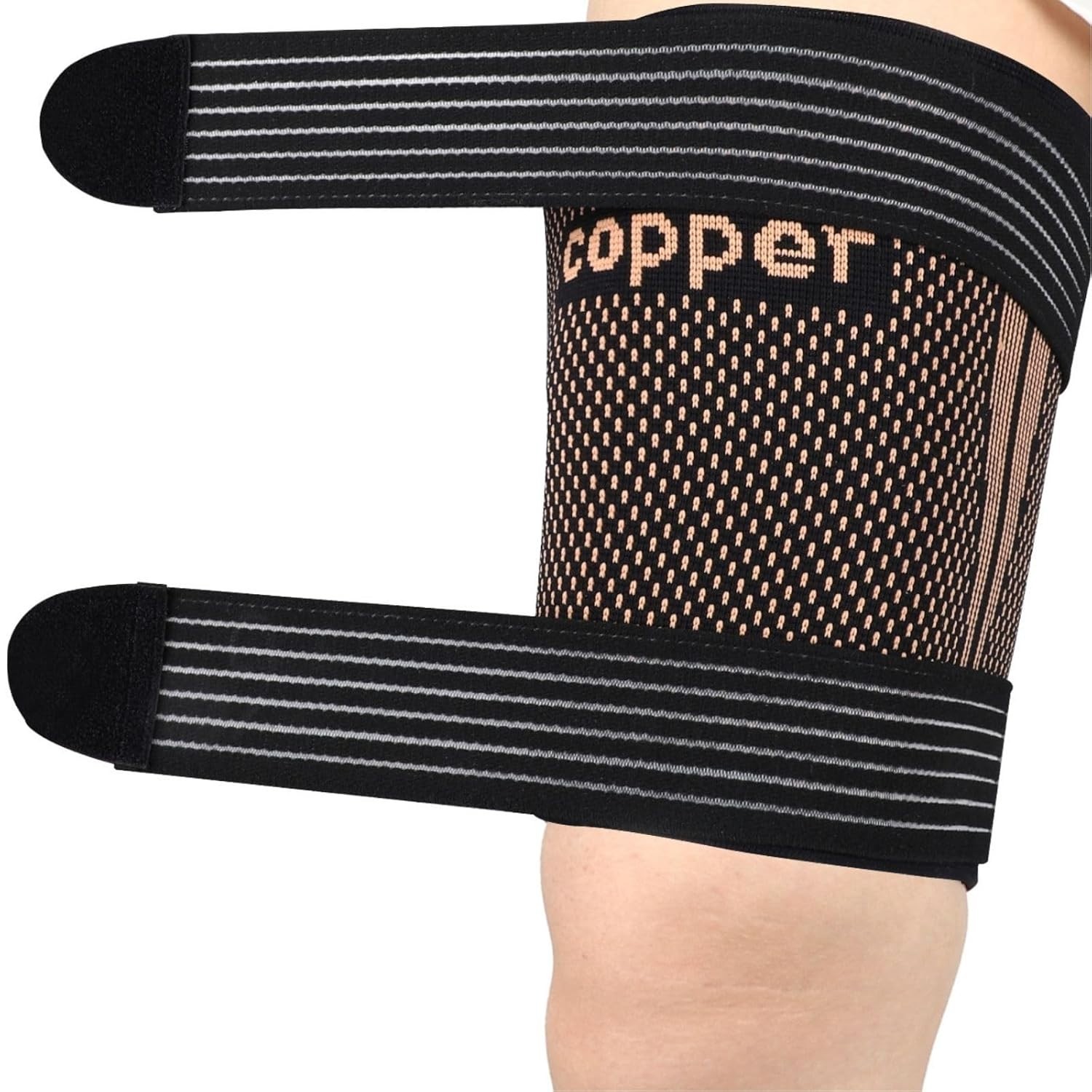 Breathable Copper Compression Sleeves for Hamstring Support – Large Size Duo
