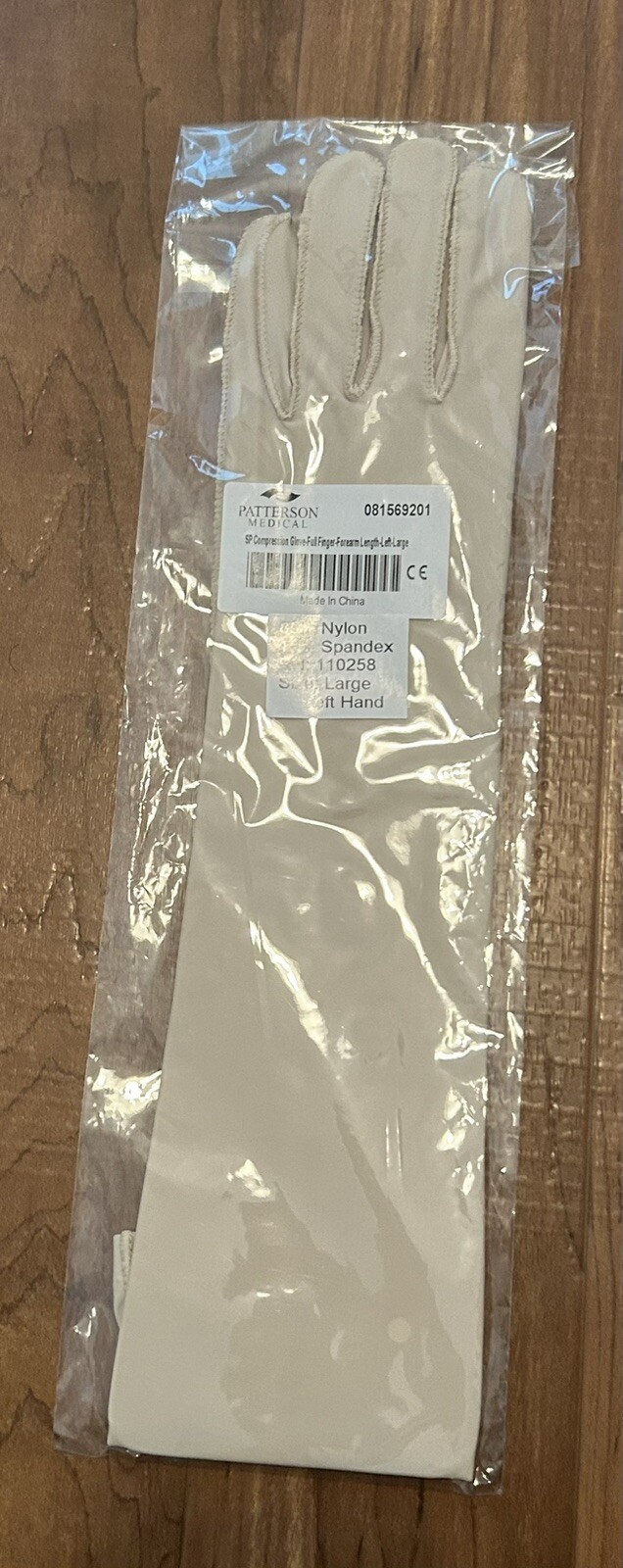PATTERSON Medical SP Compression Glove-Full Finger- Forearm Length LEFT LARGE