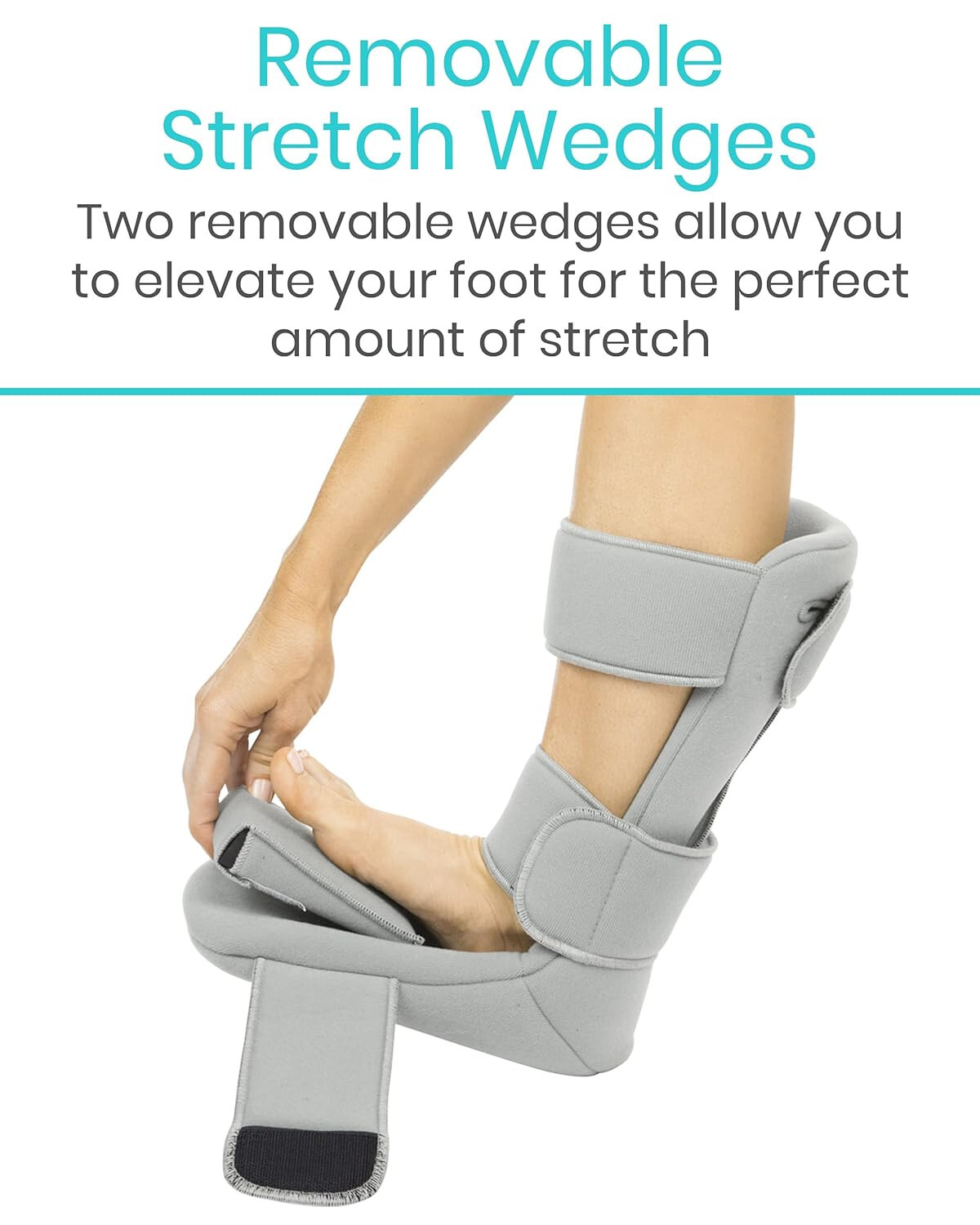 Leg Brace Support Splint Trigger Point Night Plus Stretch Wedges Soft Gray Large