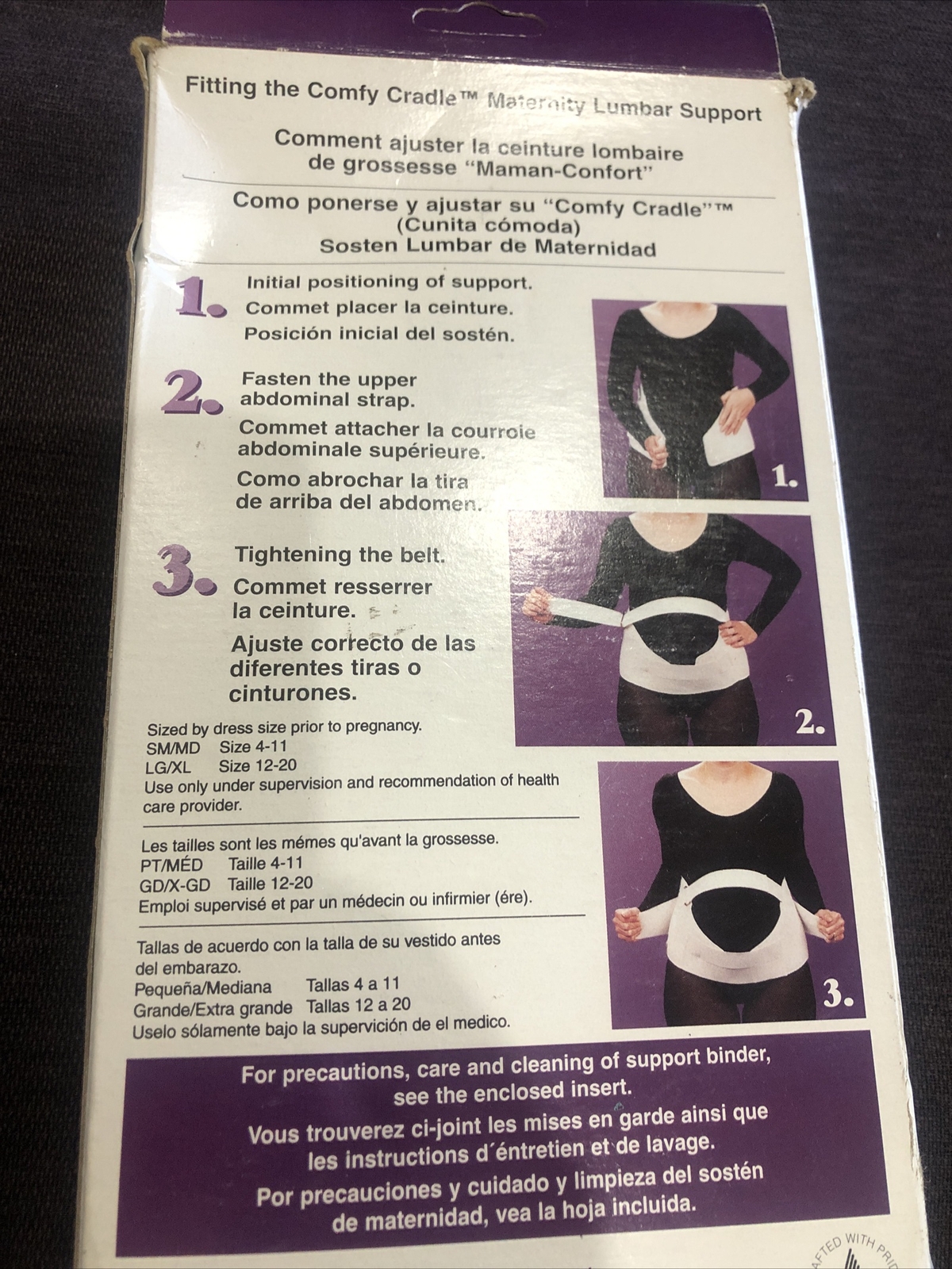 Comfy Cradle Maternity Lumbar Support L / XL 3090RT WH Latex Free Belly Band