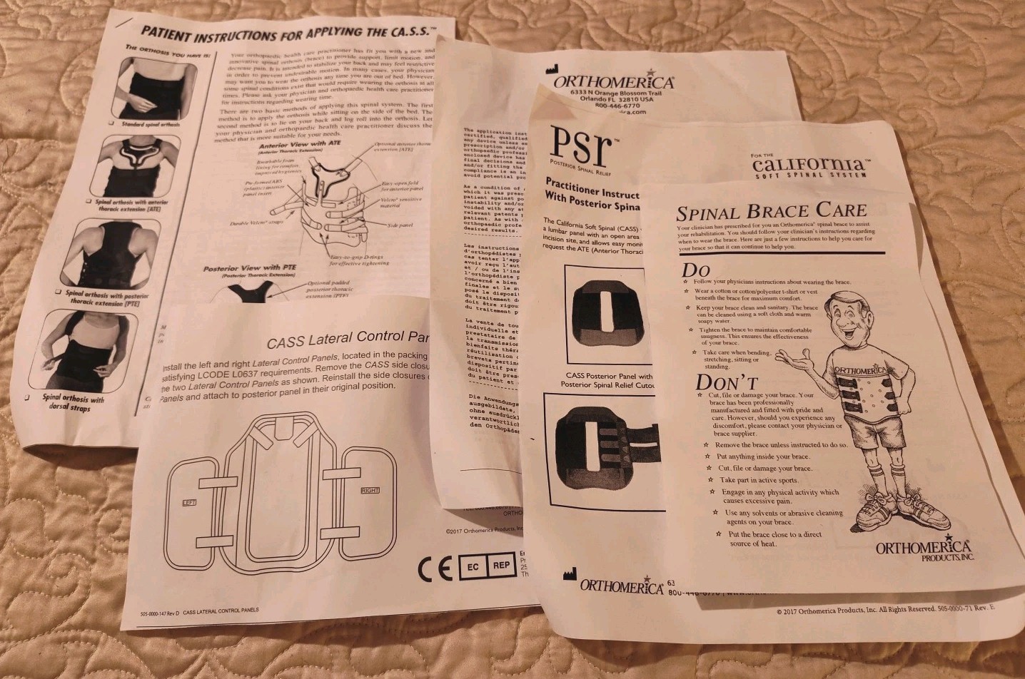 OrthoAmerica Soft Spinal System Back Brace (Med) W/CASS Lateral Control Panels