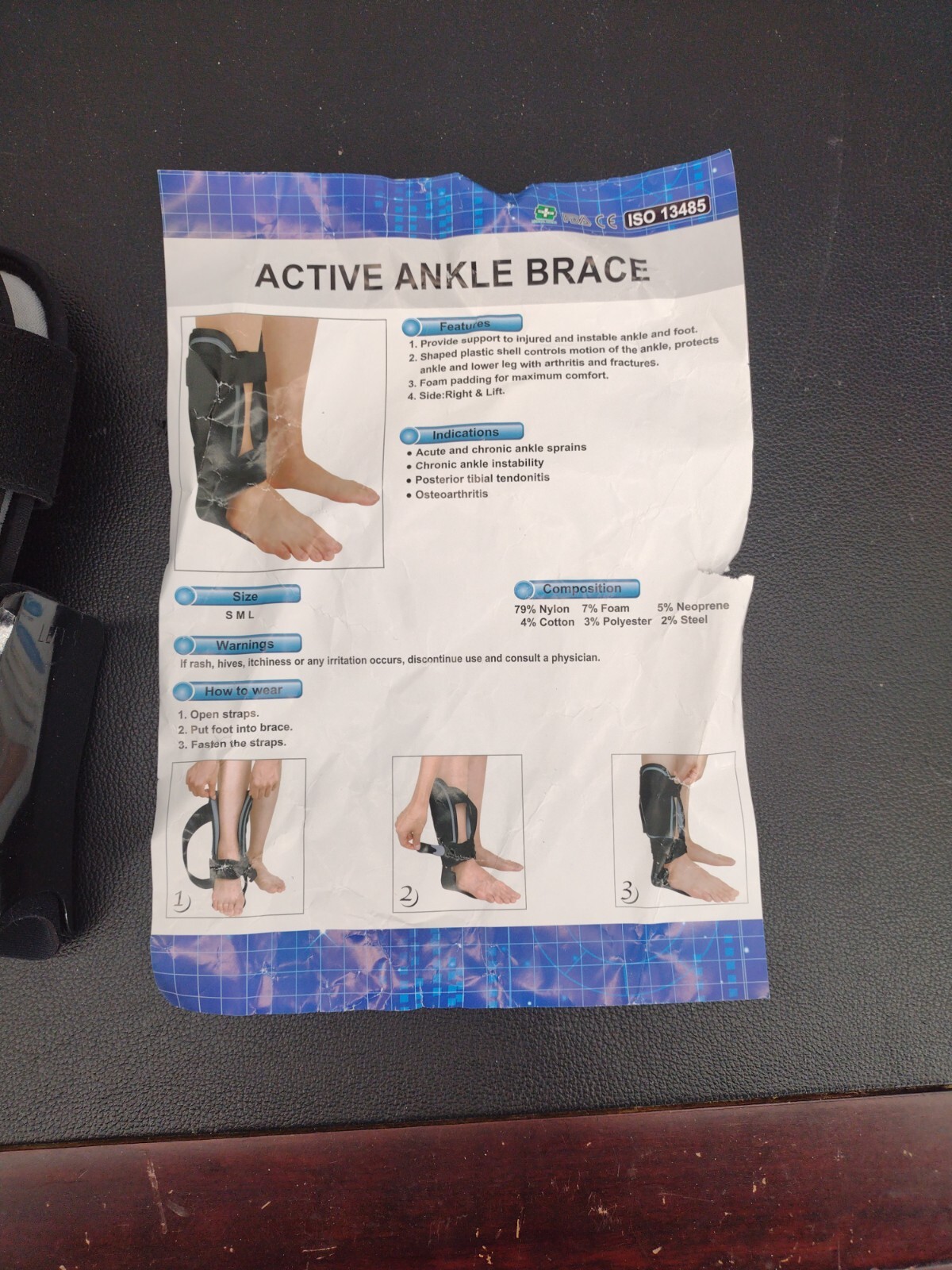 Active Left Ankle Brace Size Small ISO13485 Support