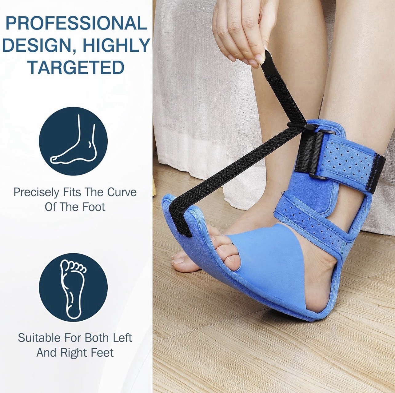 KTSAY Upgrade Plantar Fasciitis Night Splint & Relief Brace with small, Blue