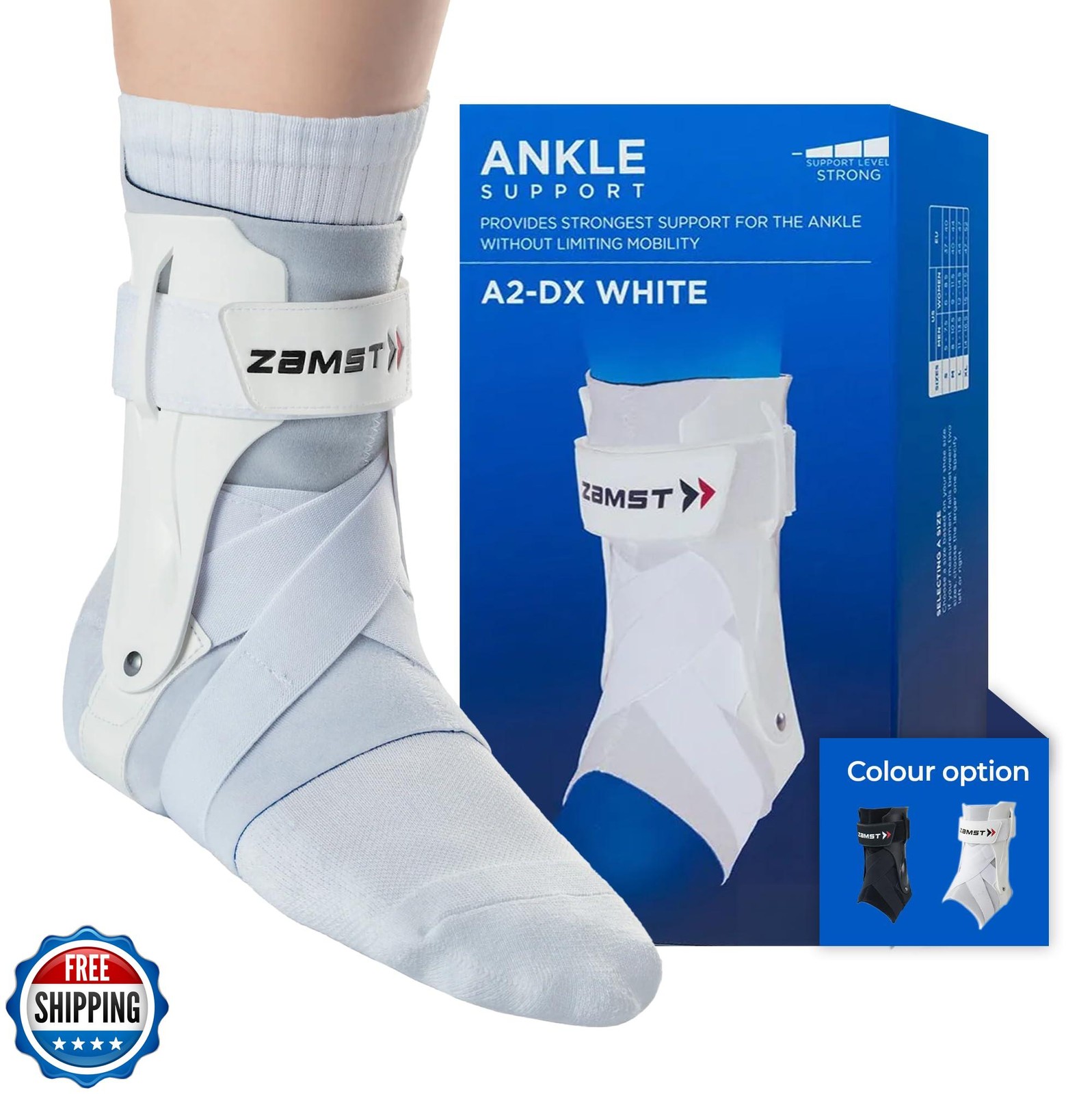 Zamst A2-DX White Ankle Brace for Sports – Breathable Sports Ankle Support fo