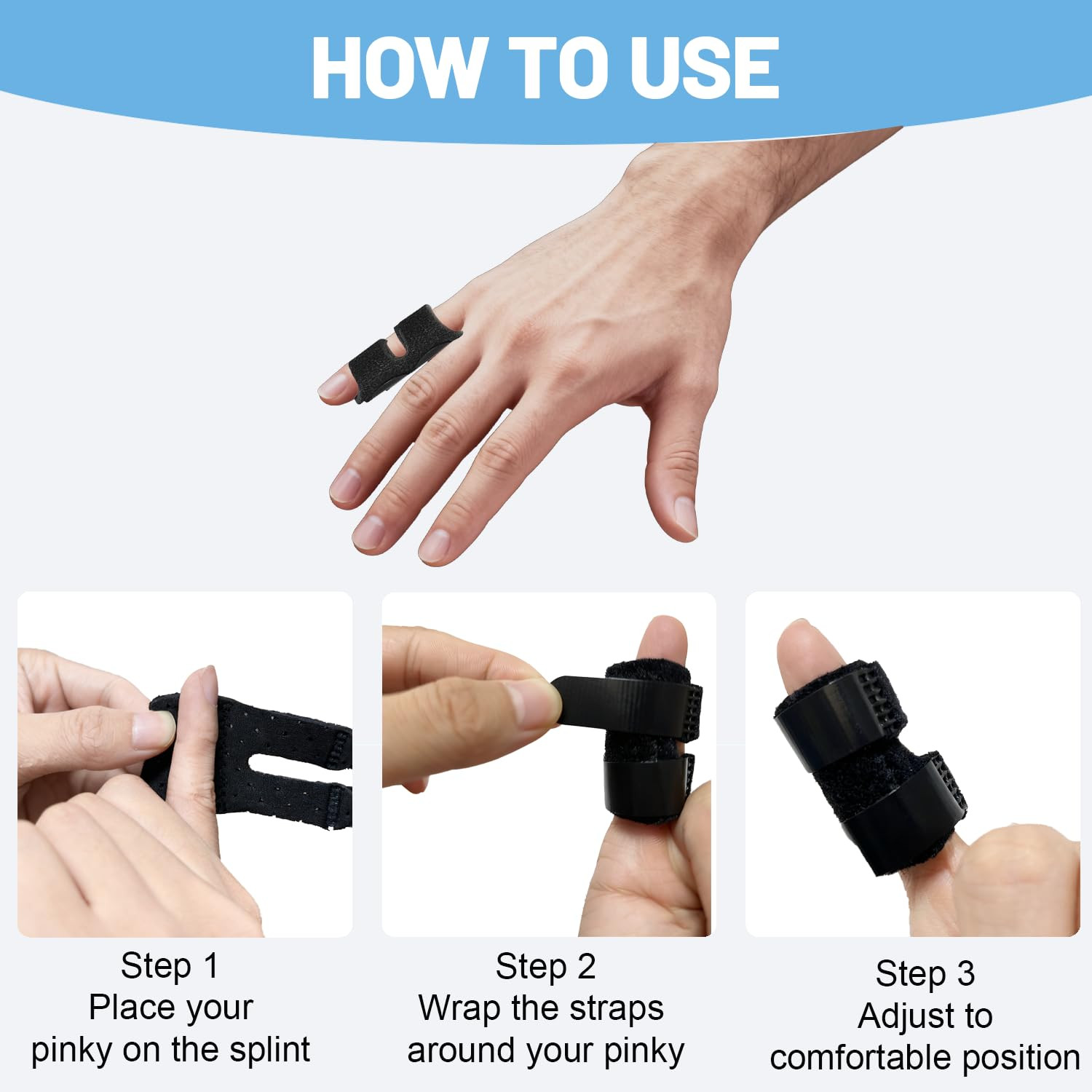 Pinky Finger Splint 4 Pcs Trigger Finger Brace Joint Stabilizer for Arthritis