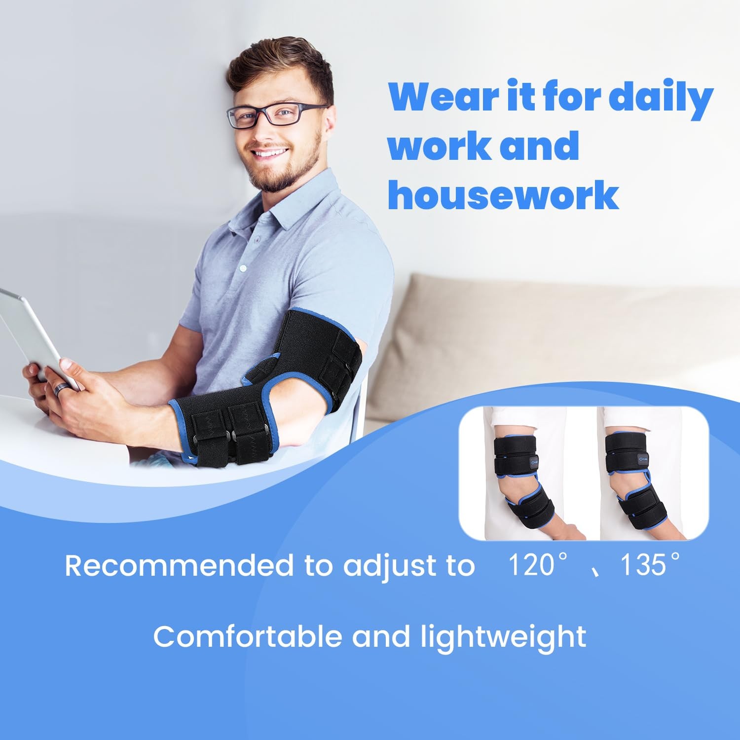 Cubital Tunnel Syndrome Elbow Brace, Ulnar Nerve Entrapment Splint, Elbow Immobi