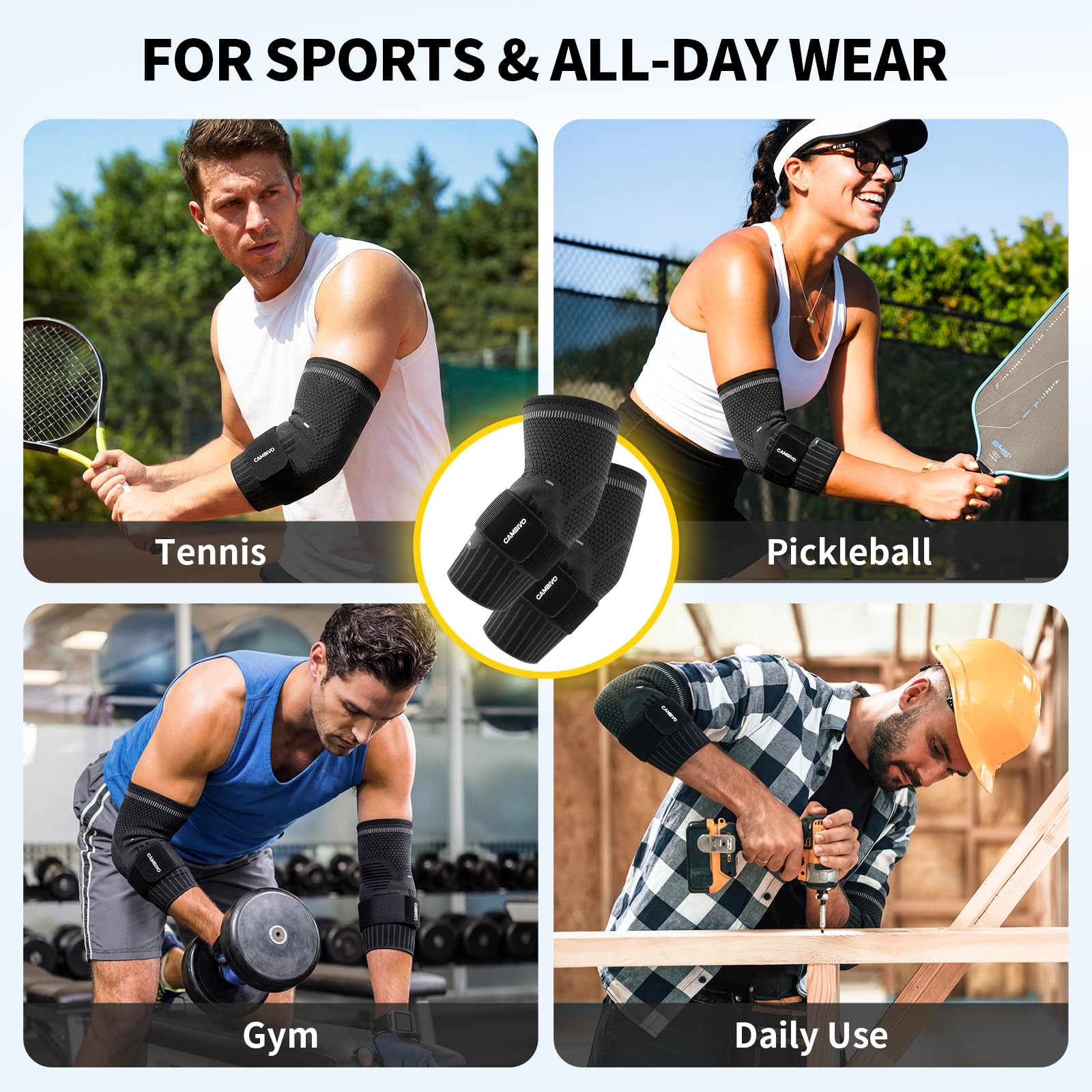 1 Pair Tennis Elbow Support Sleeve With Dual Gel Pads for Targeted Forearm Su…