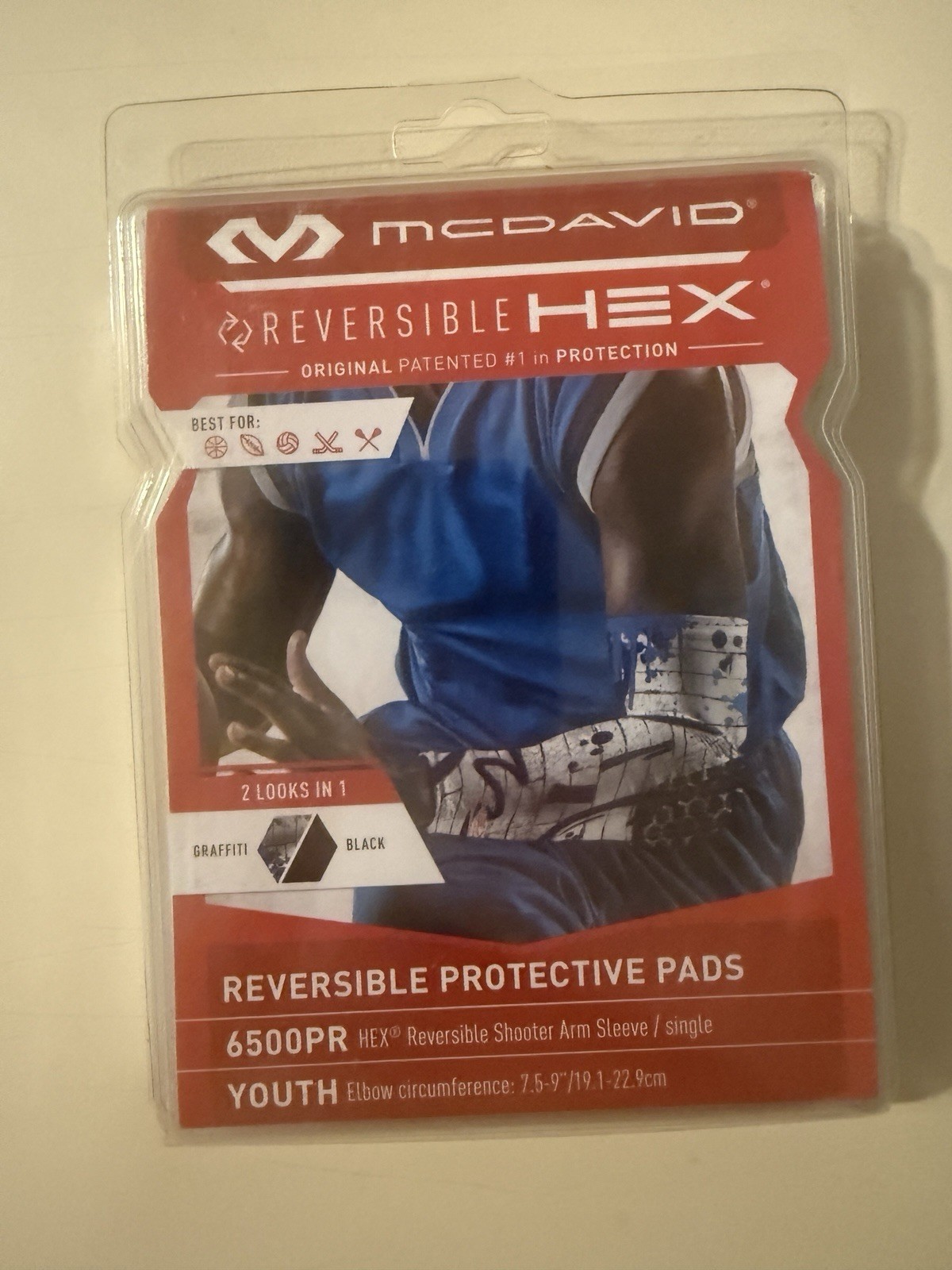 New McDavid 6500PR Reversible Protective Pads Shooter Arm Sleeve Youth A16