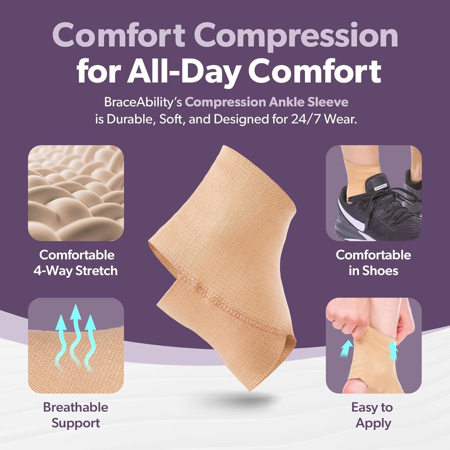 Braceability Elastic Ankle Support Brace – Lightweight Slip on Foot and Ankle Co