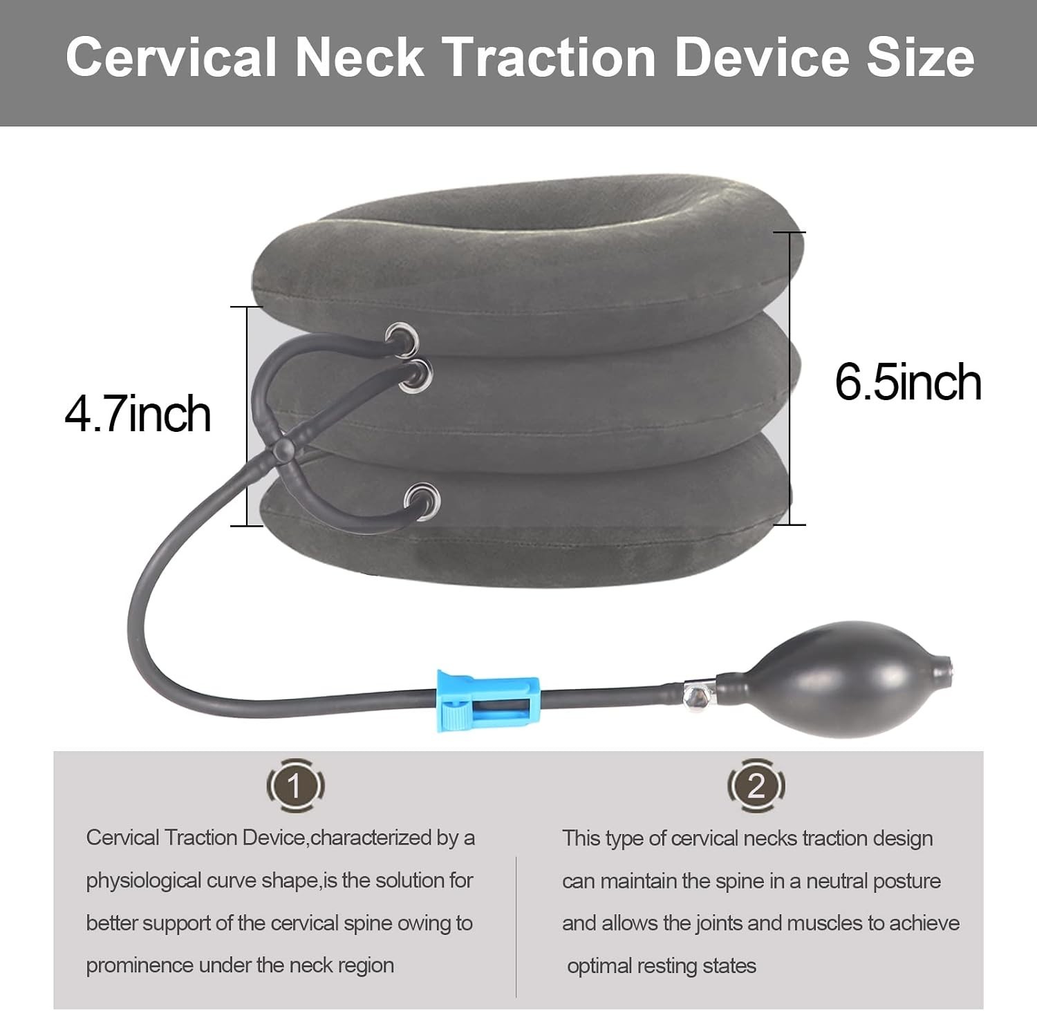 Cervical Neck Traction Device – Quick Inflation to Relieve Neck Pain & Improv…