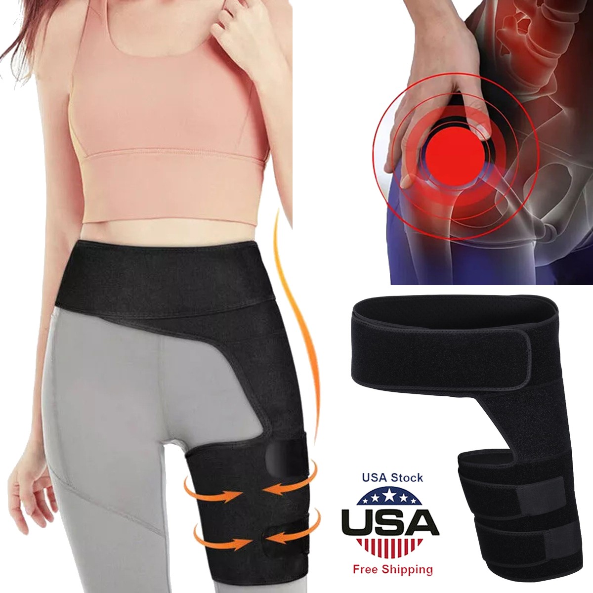 NEW Hip Brace Thigh Brace Adjustable Compression Sleeve for Neuralgia Relief USA