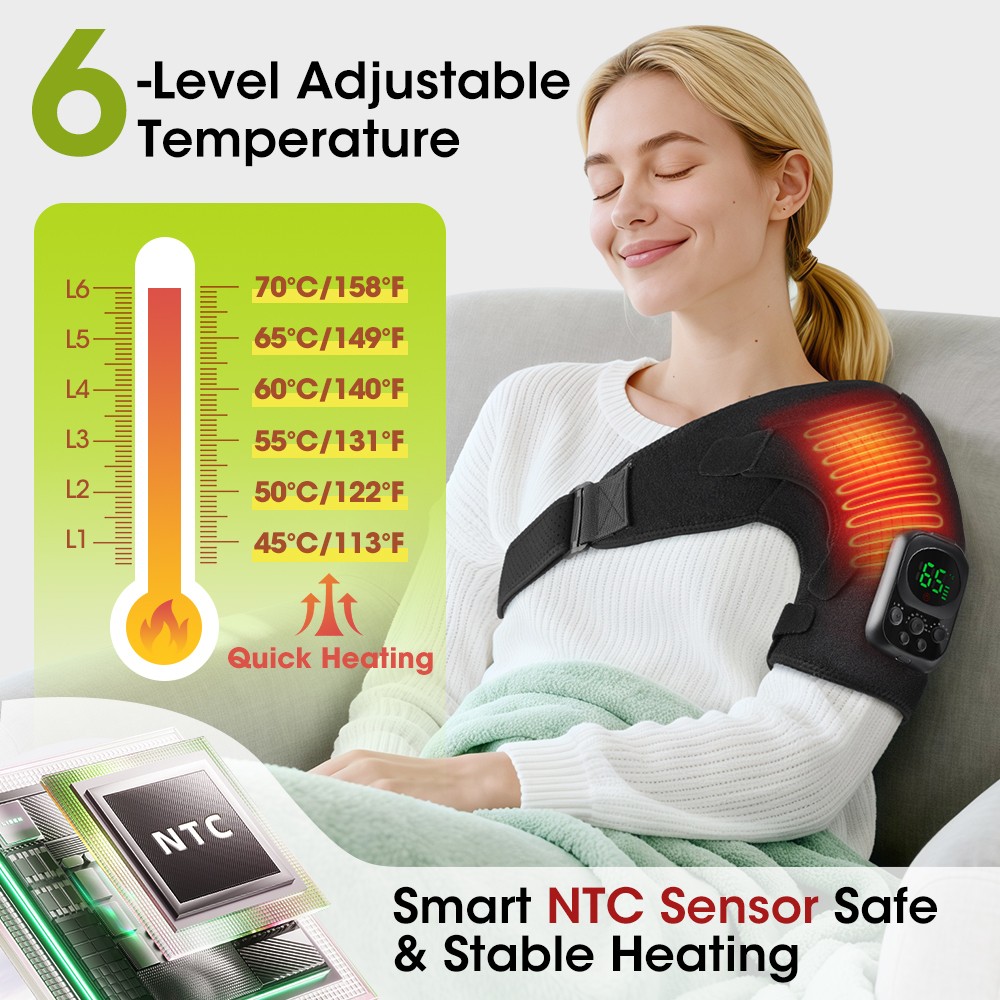 APP Control Heated Shoulder Massager with Heat Vibration Brace Joint Pain Relief