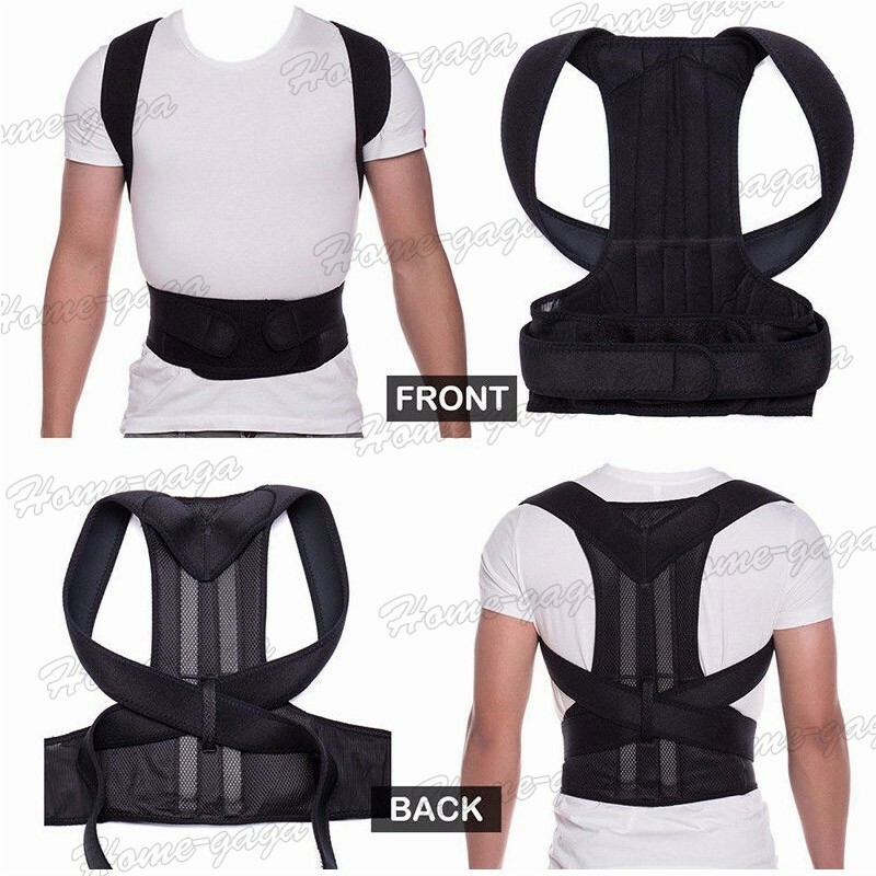 US Posture Corrector Brace Belt Lower Upper Back Pain Relief[Black (Full Back)]