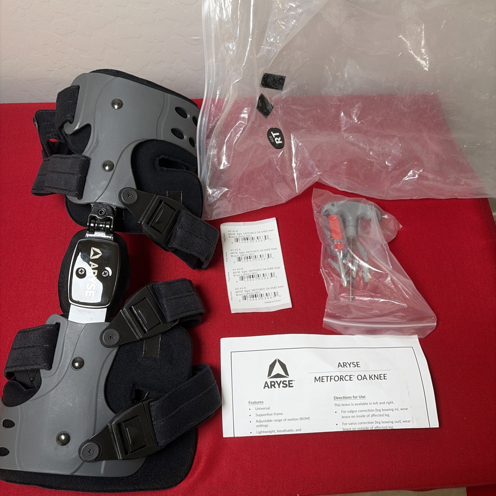 ARYSE AY-43-R right Knee Brace Metforce OA L1843/L1851 Universal Size adjustable
