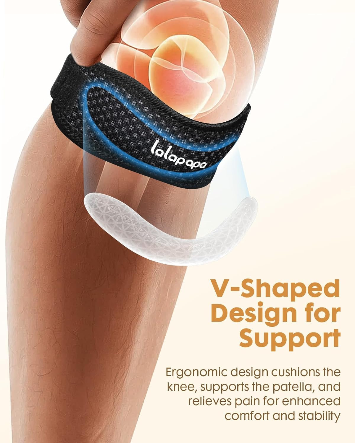 Knee Brace – 2Pack Adjustable Compression Brace with V-shaped Support Strip f…