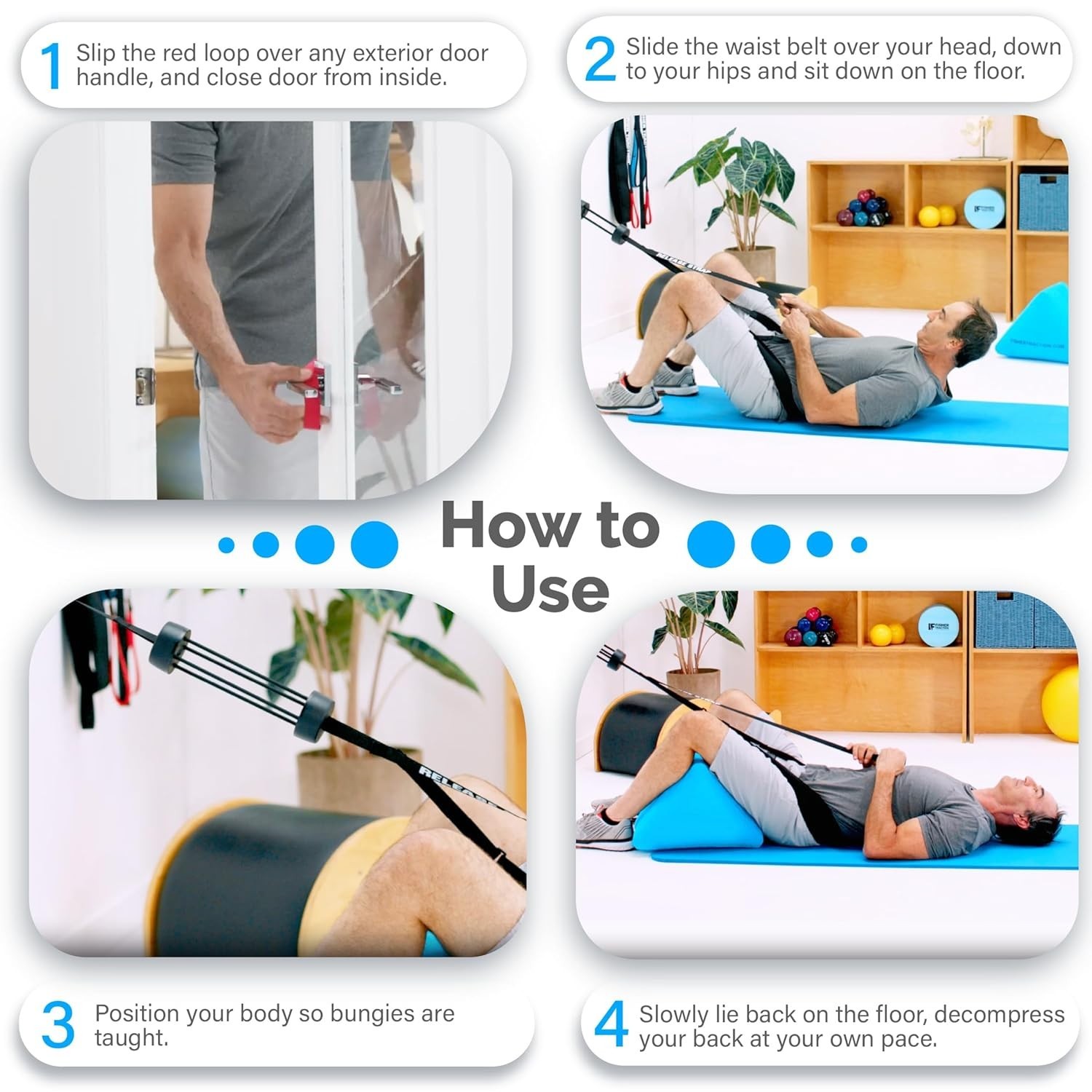 Portable Lower Back Decompression System with Patented Strap Release – 10x8x4 in