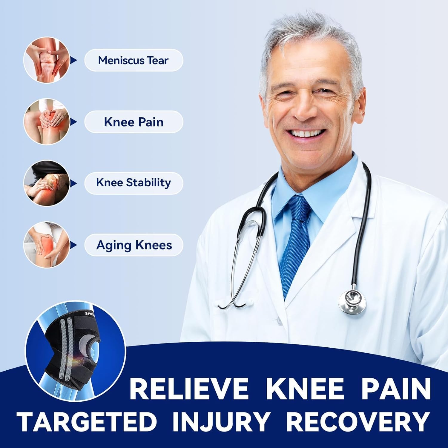 SFNILO Knee Brace Knee Pain & Arthritis, Meniscus Tear, Black, Small