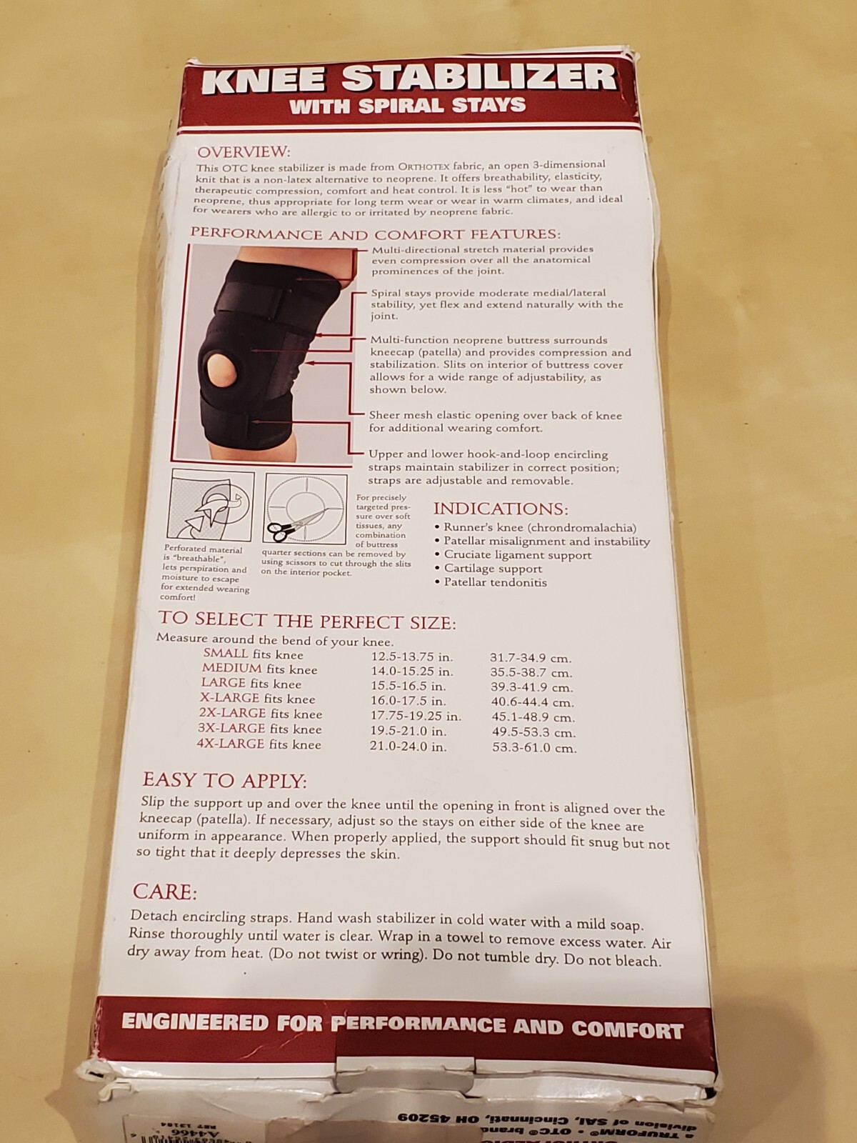 OTC ORTHOTEX Knee Stabilizer With Spiral Stays (Black) XXXL * 2541- SIZE XXXL