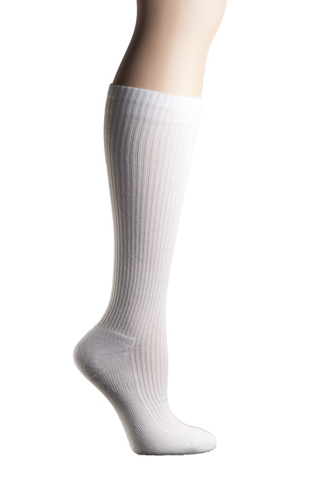 +MD PlusMD Ribbed Cushion Over the Calf Compression Socks Black White