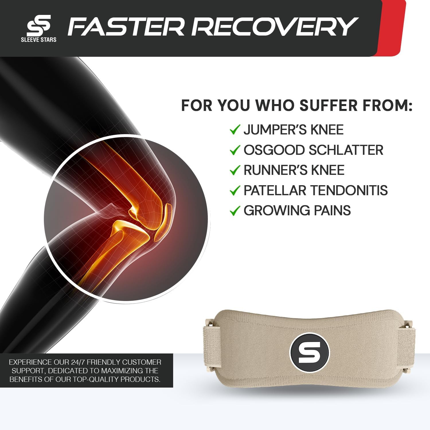 Sleeve Stars Swedish Brand Patellar Tendon Support Strap for Women & Men Effecti