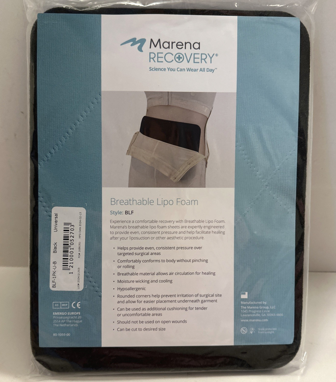 Marena BLF Breathable Liposhape Foam Pad 1 Pad Post Surgery Liposuction NWT