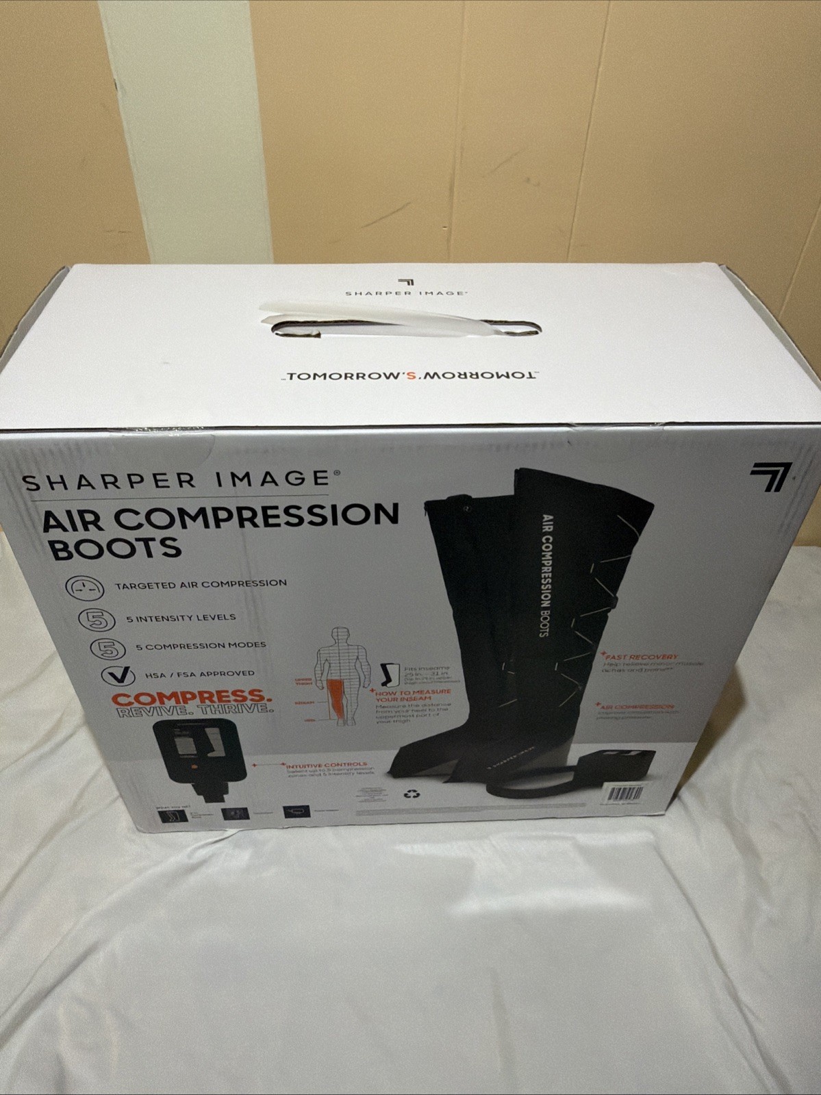 SHARPER IMAGE Air Compression Boots Small-Medium Muscle Massager. Black. New