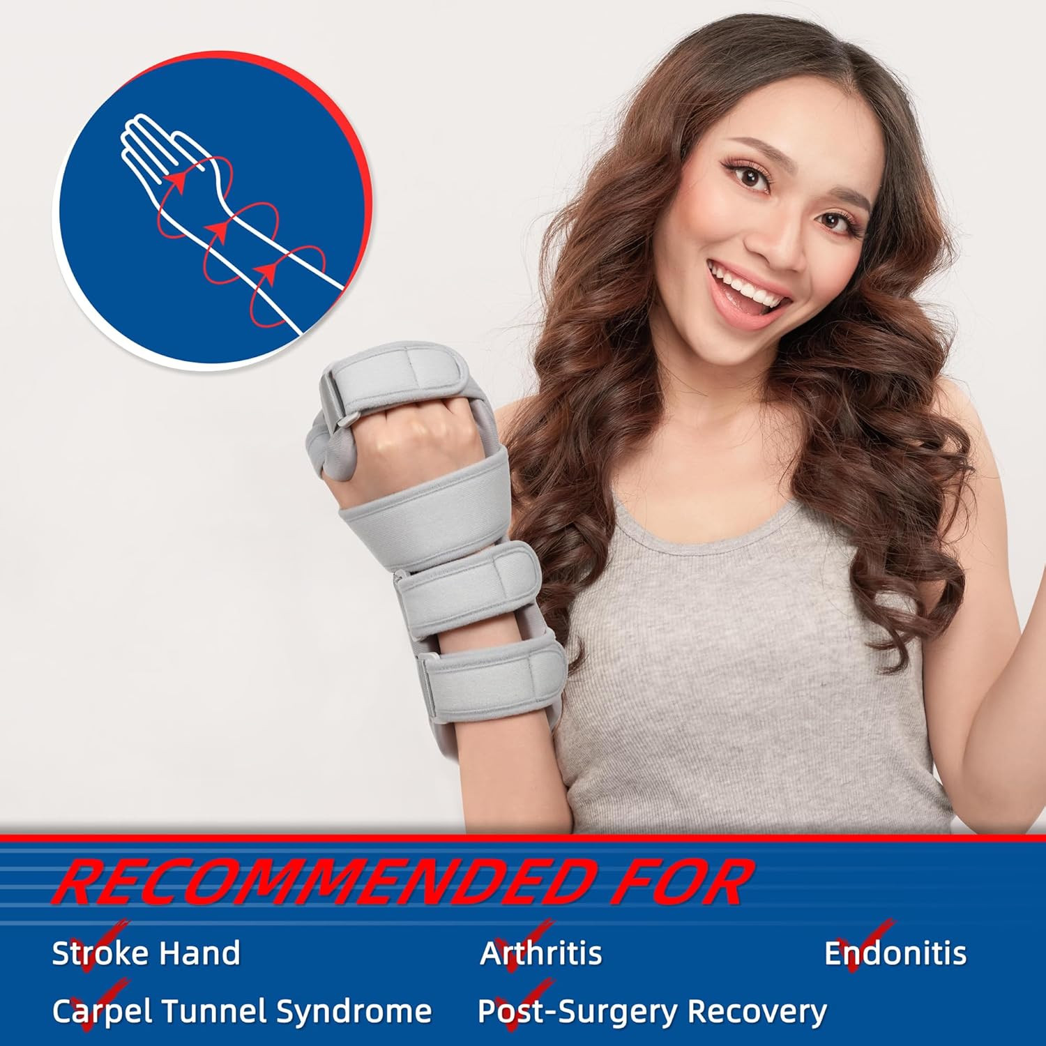 Stroke Resting Hand Splint – Night Immobilizer Wrist One Size, Large Left
