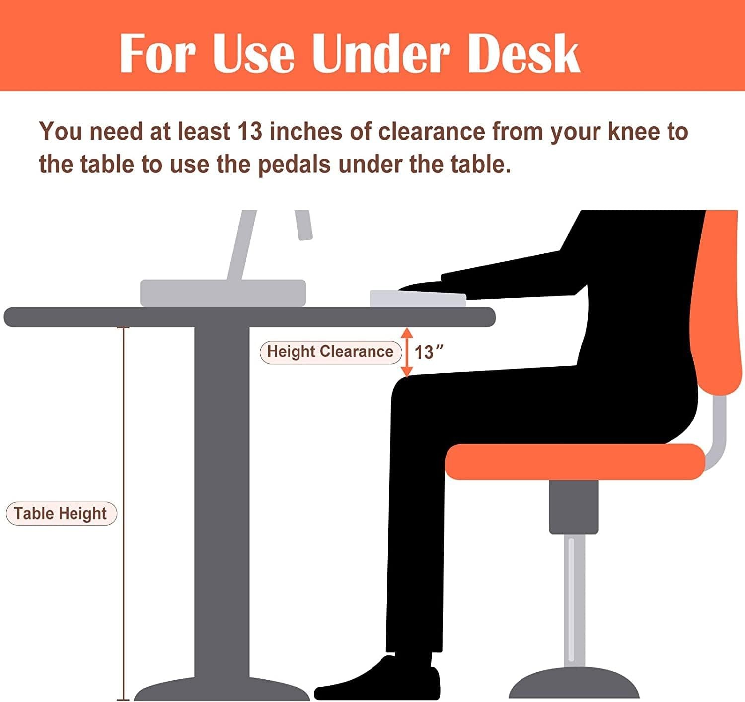 Under Desk Bike Pedal Exerciser, Upper & Lower Peddler Exerciser for Black