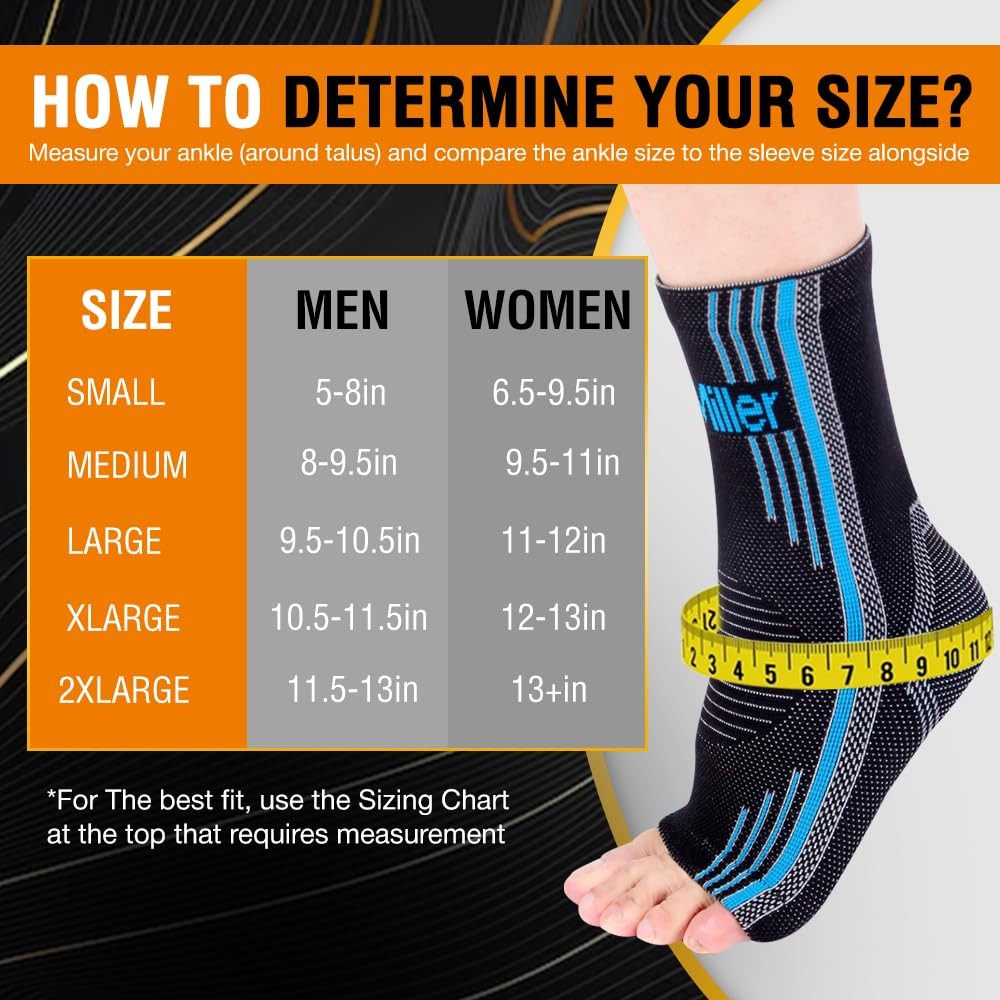 1 Pair Ankle Compression Sleeve, 20-30 mmHg, Plantar Fasciitis, Toeless Sock