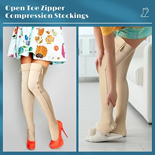 Compression Socks with Zipper for Women Thigh High Compression Stockings 20-3…