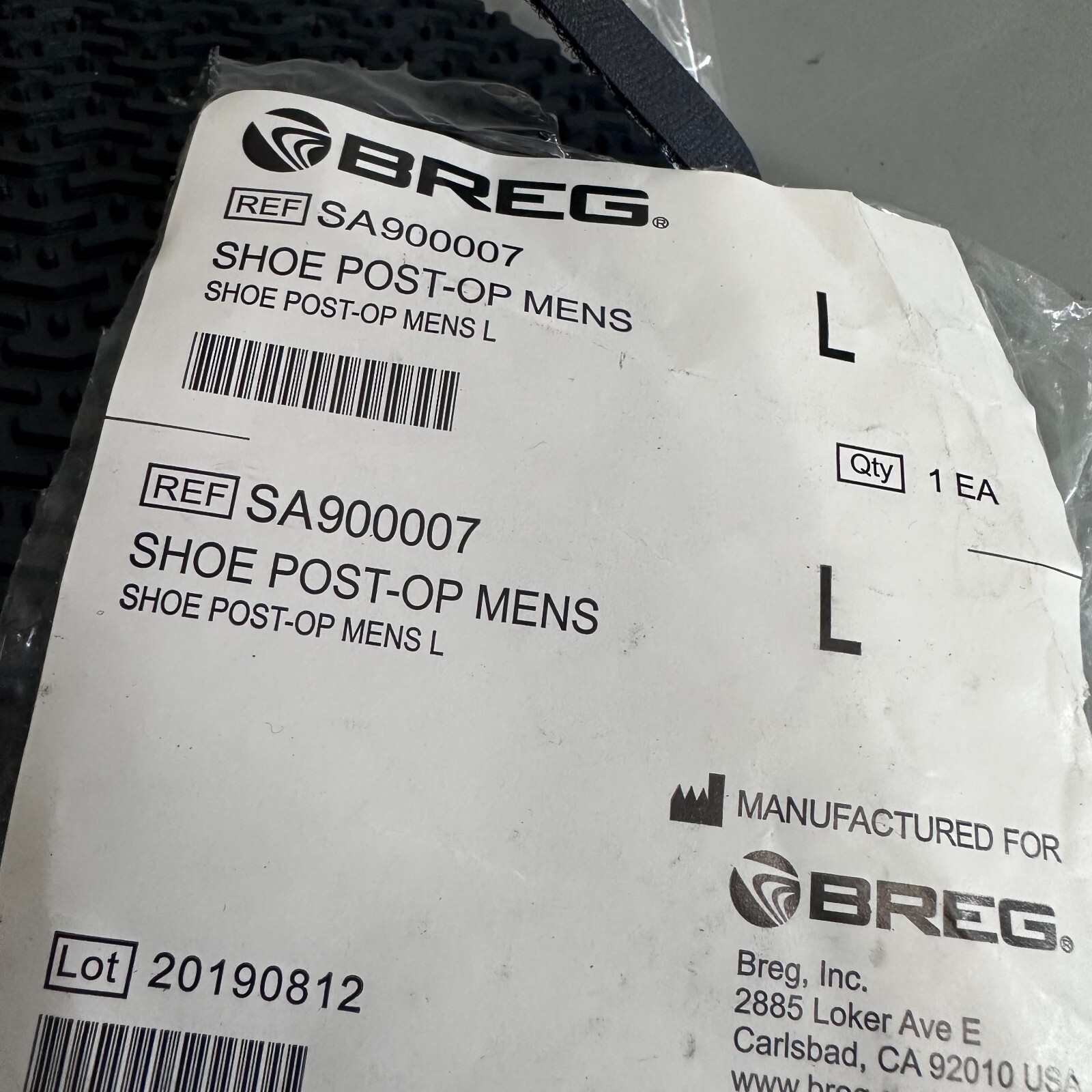 Breg Post-Op Walking Shoe Orthopedic Square Open Toe Size Large #SA900007 open