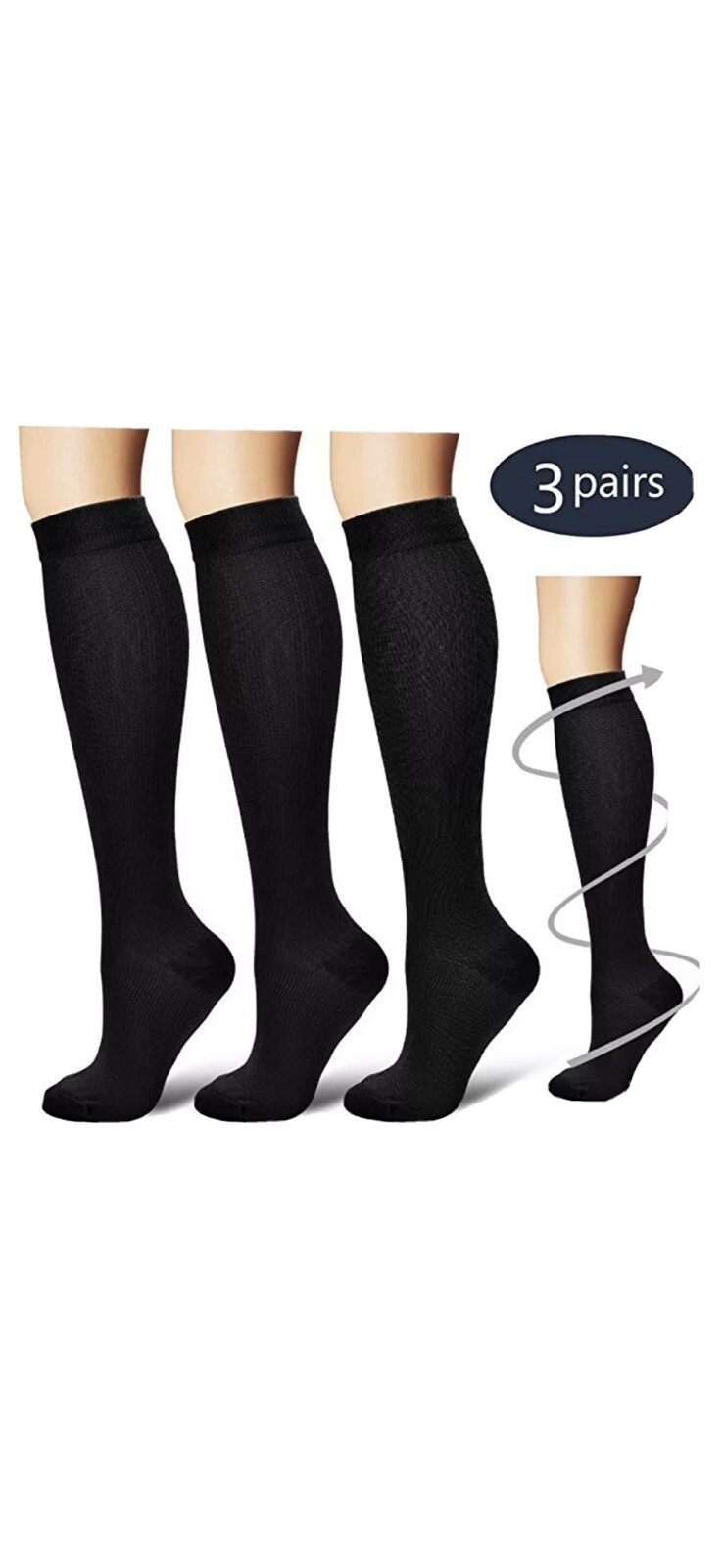 BLUETREE Compression Socks,3 pairs Compression Sock for Women & Men Choose Color