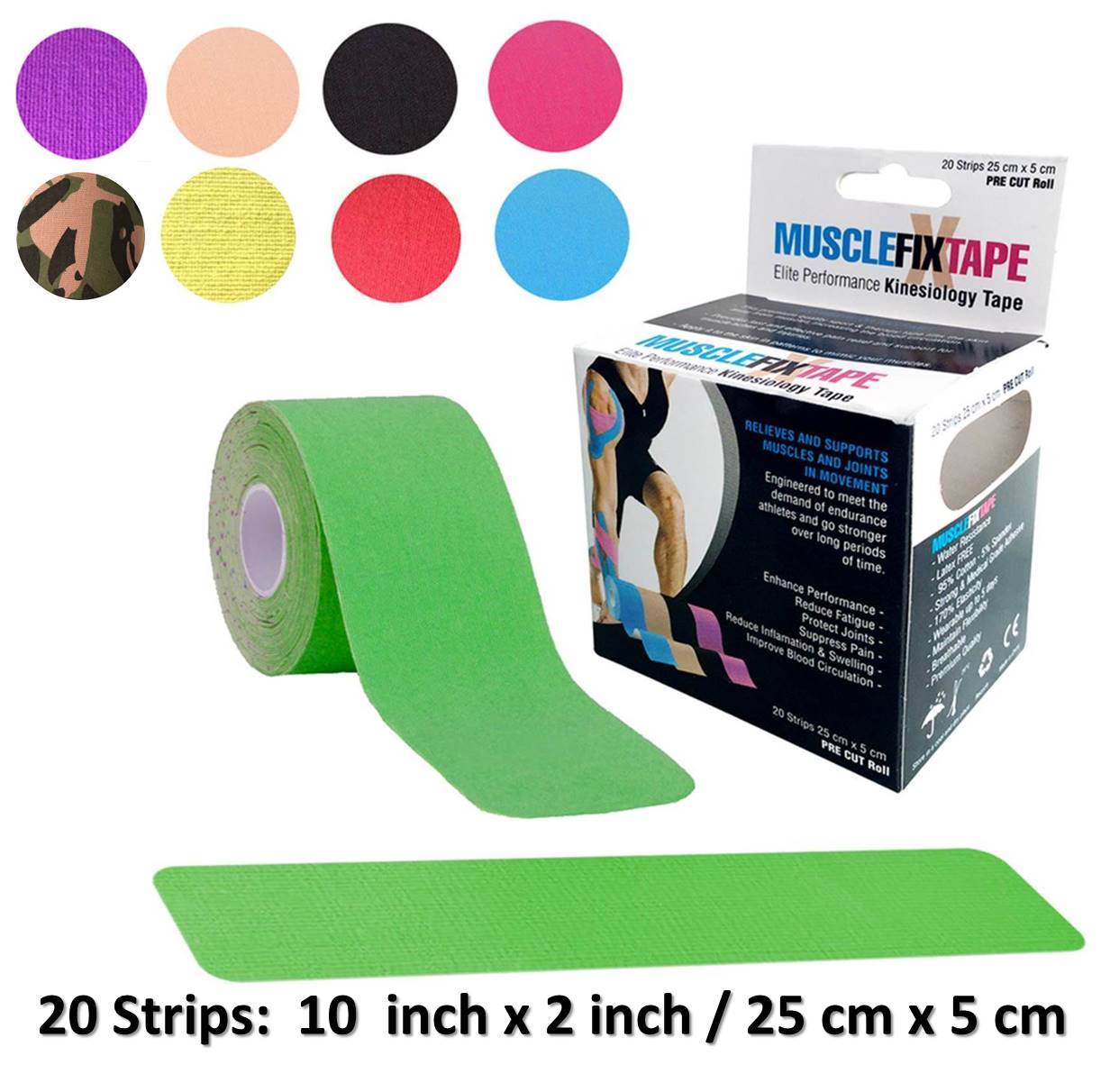 Sports Kinesiology Recovery Precut Tape Roll Athletic Muscle Therapy Pain Relief