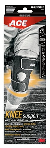ACE BRAND KNEE SUPPORT WITH SIDE STABILIZERS ADJUSTABLE BLACK/GRAY 1 SUPPORT
