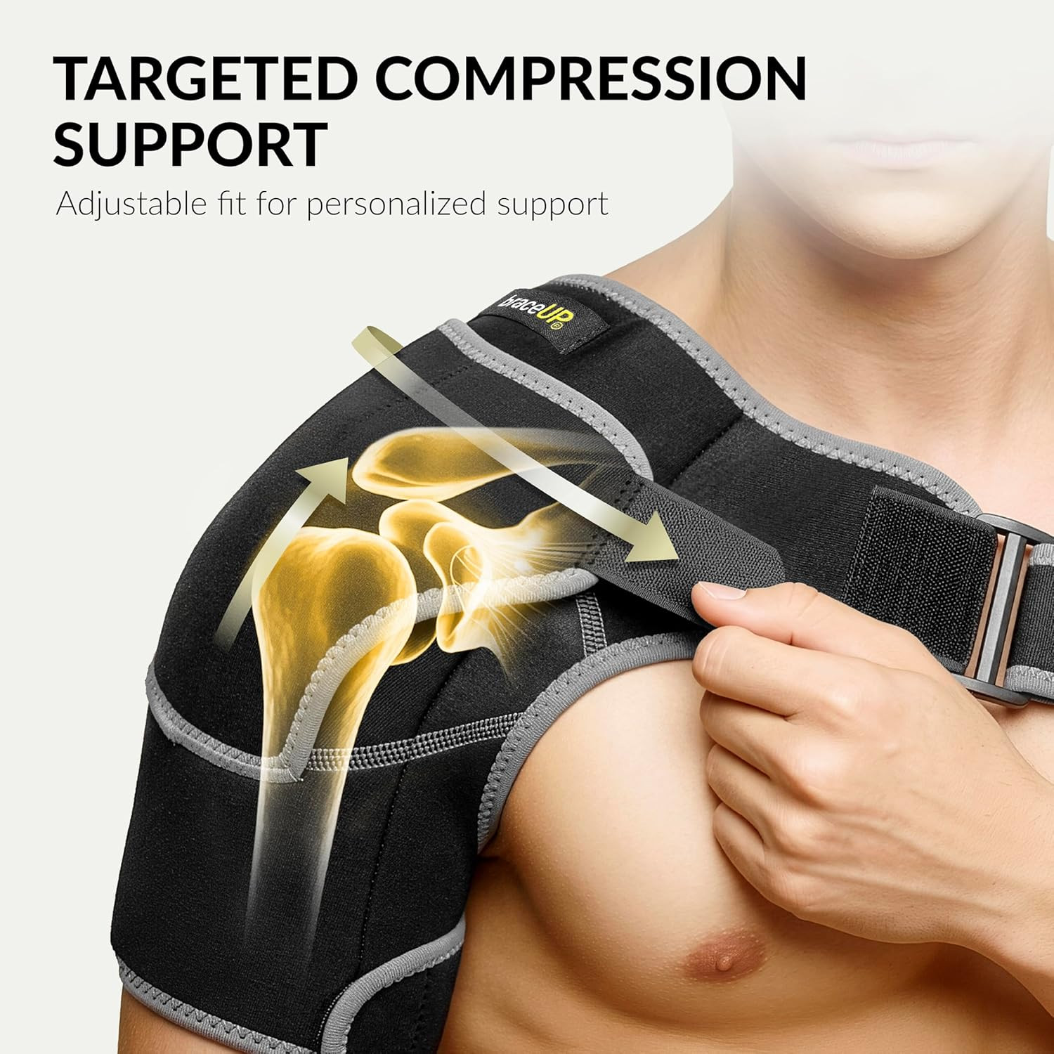 Shoulder Brace with Adjustable Support and Ice Pad Pocket for Pain Relief, Rotat
