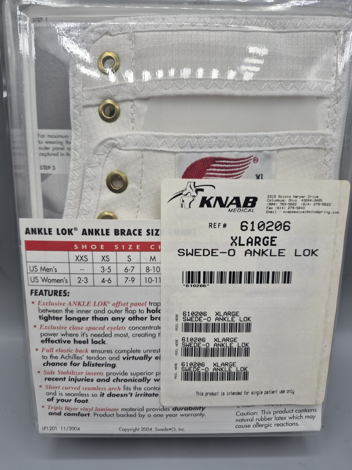 Swede-O Inner Lok 8 Ankle Support White XLarge Free Shipping