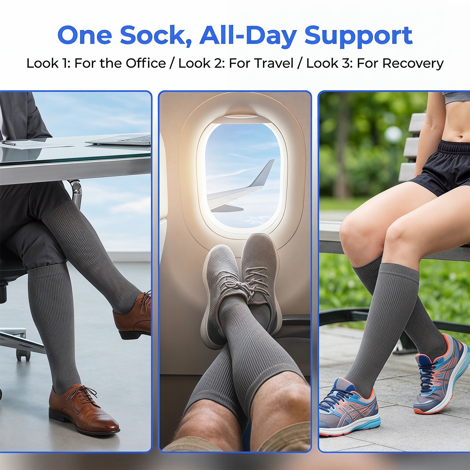 5 Pairs Compression Socks for Women & Men 20-30mmHg Graduated Support S-XXL