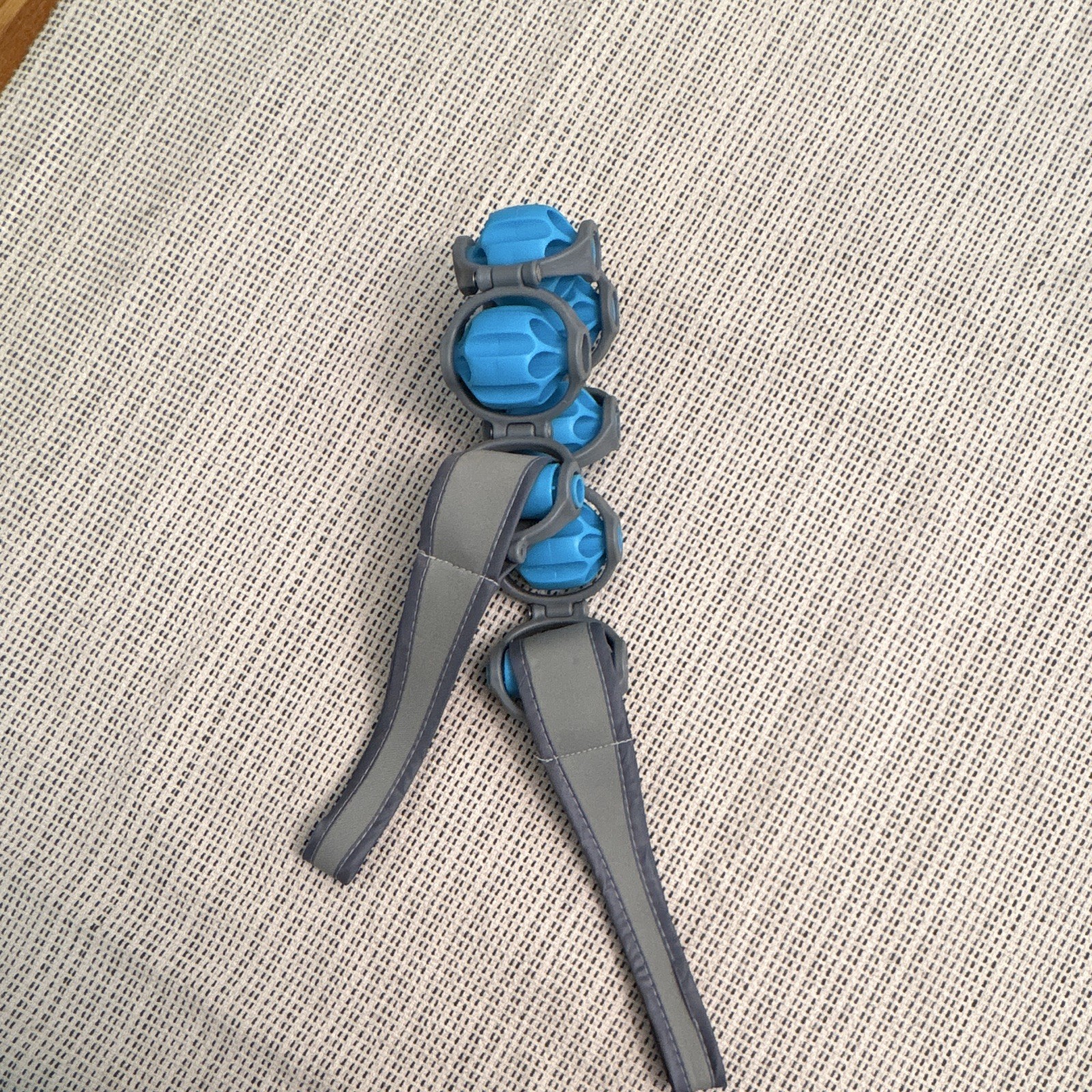 Manual handheld body massage roller, Plastic, Gray/Blue, 6 Linked Pad Segments