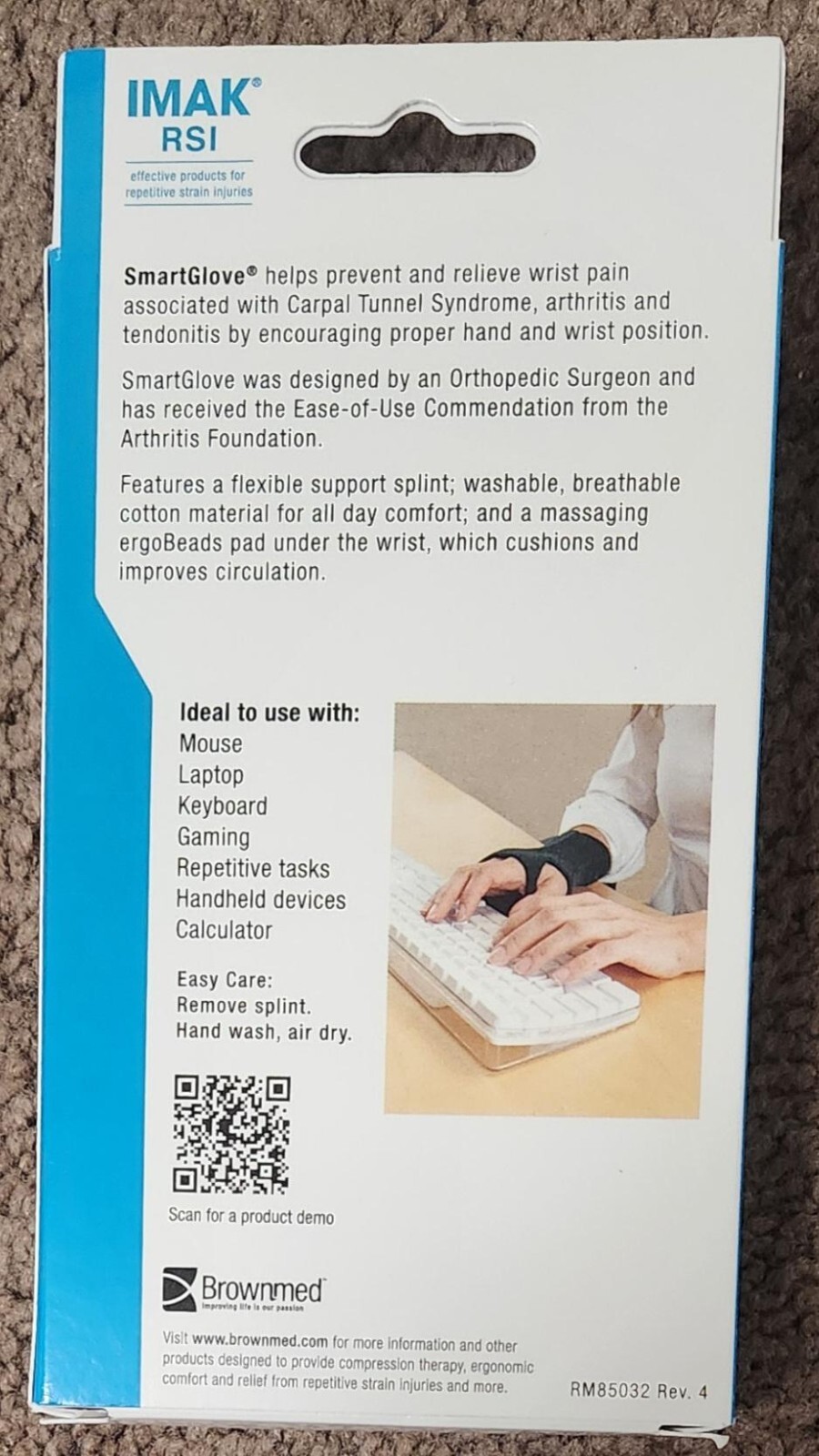 IMAK SmartGlove Flexible Wrist Support Splint-Reversible-Large-A20127