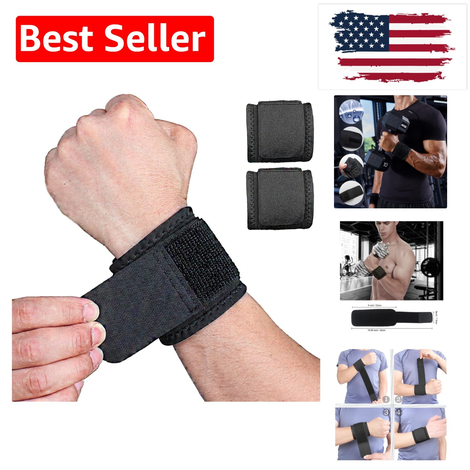 2 Pack Adjustable Wrist Brace – Breathable Support for Fitness and Pain Relief