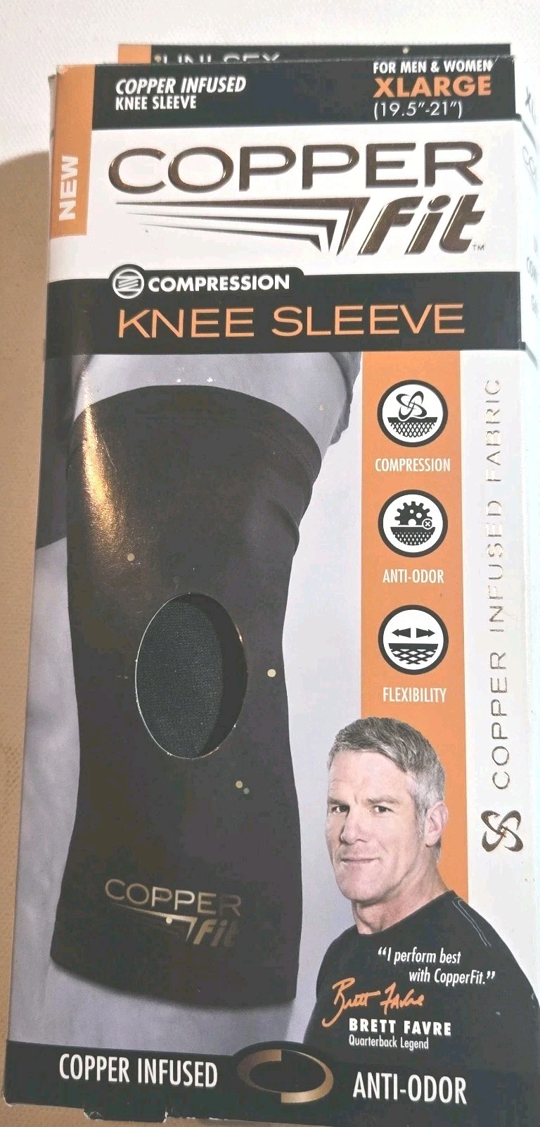 New Copper Fit Compression Knee Sleeve Copper Infused Black Unisex Size XL NIB