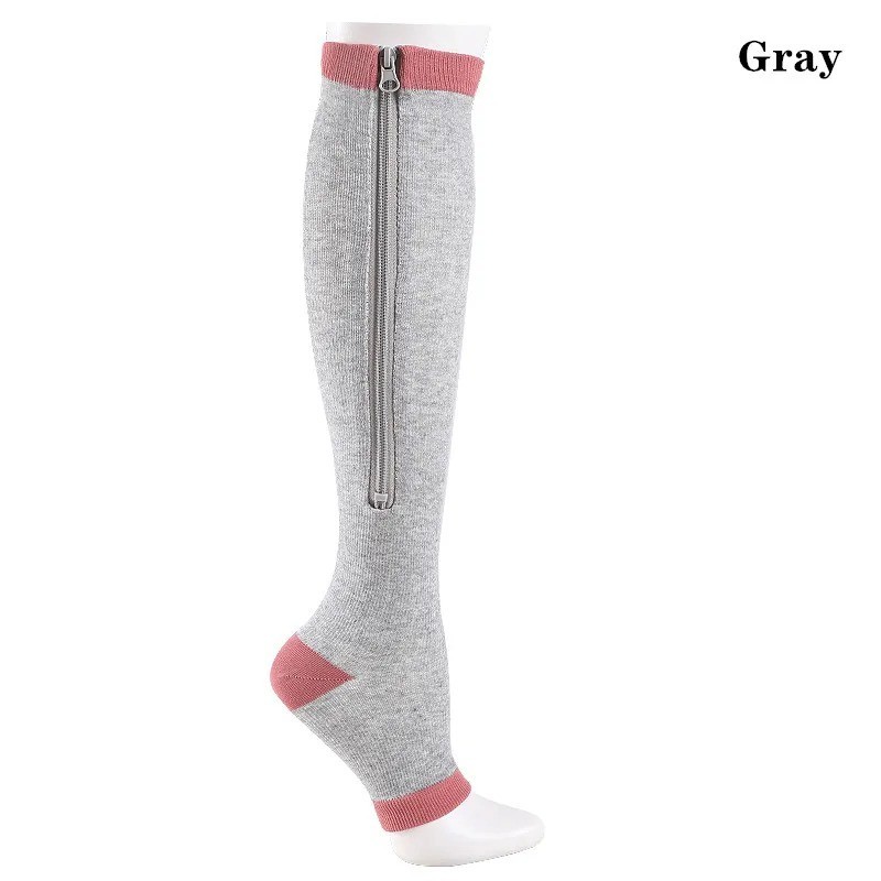 Compression Socks(Pack of 2pcs)Stocking 20-30mmHg Knee High Support Open Toe Zip