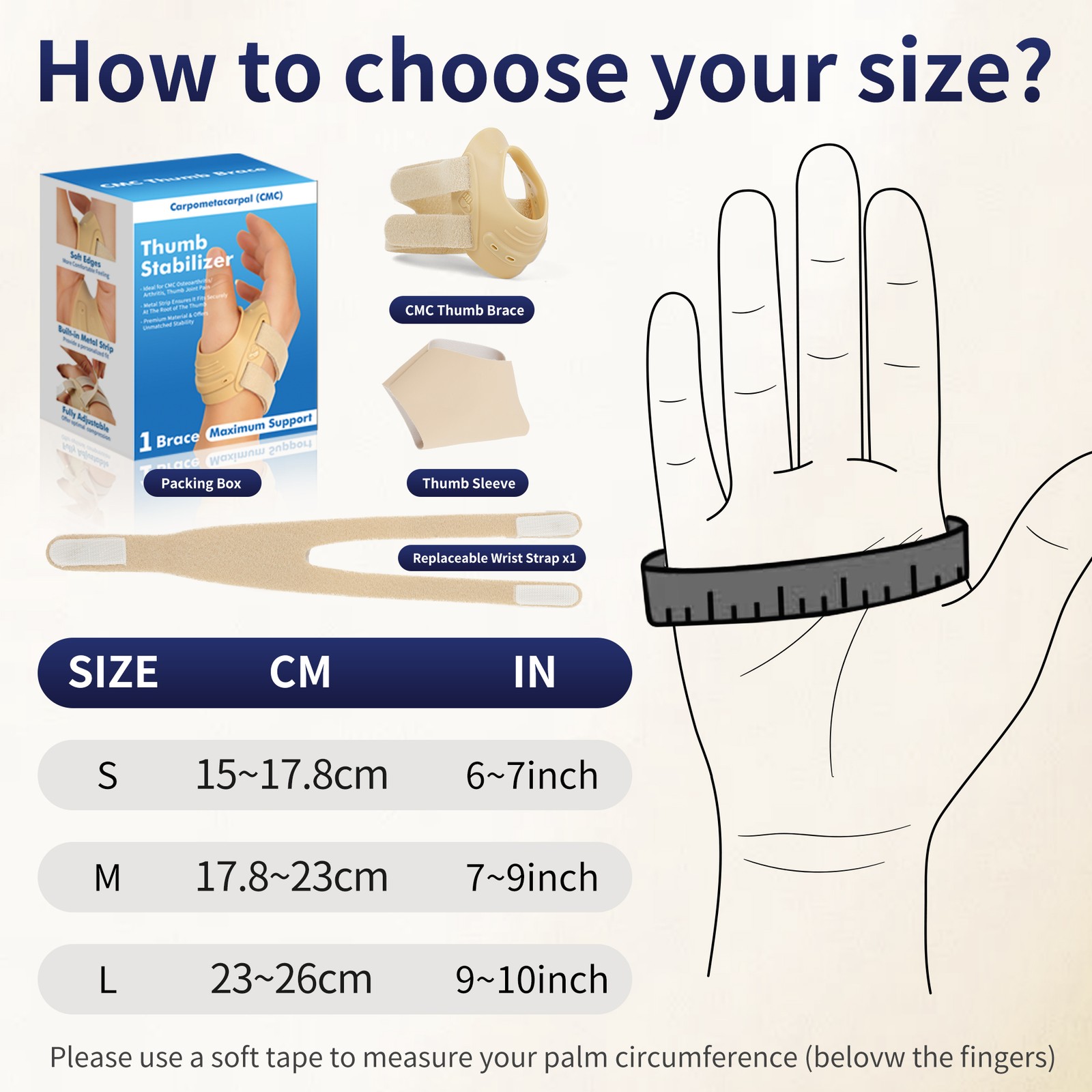 CMC Thumb Support Wrist Brace Joint Thumb Spica Arthritis Splint for Pain Relief