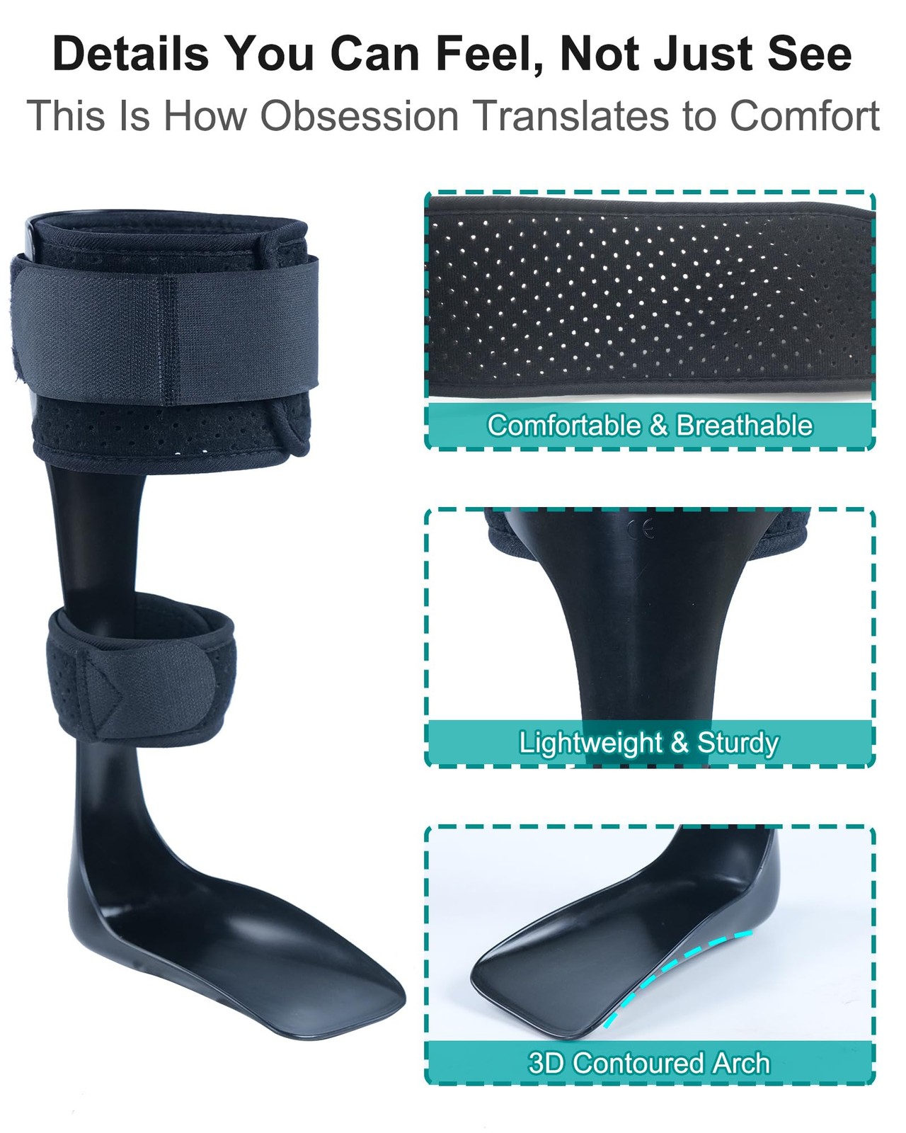 DouHeal AFO Foot Drop Brace, Innovative Half-Foot Design, Medium