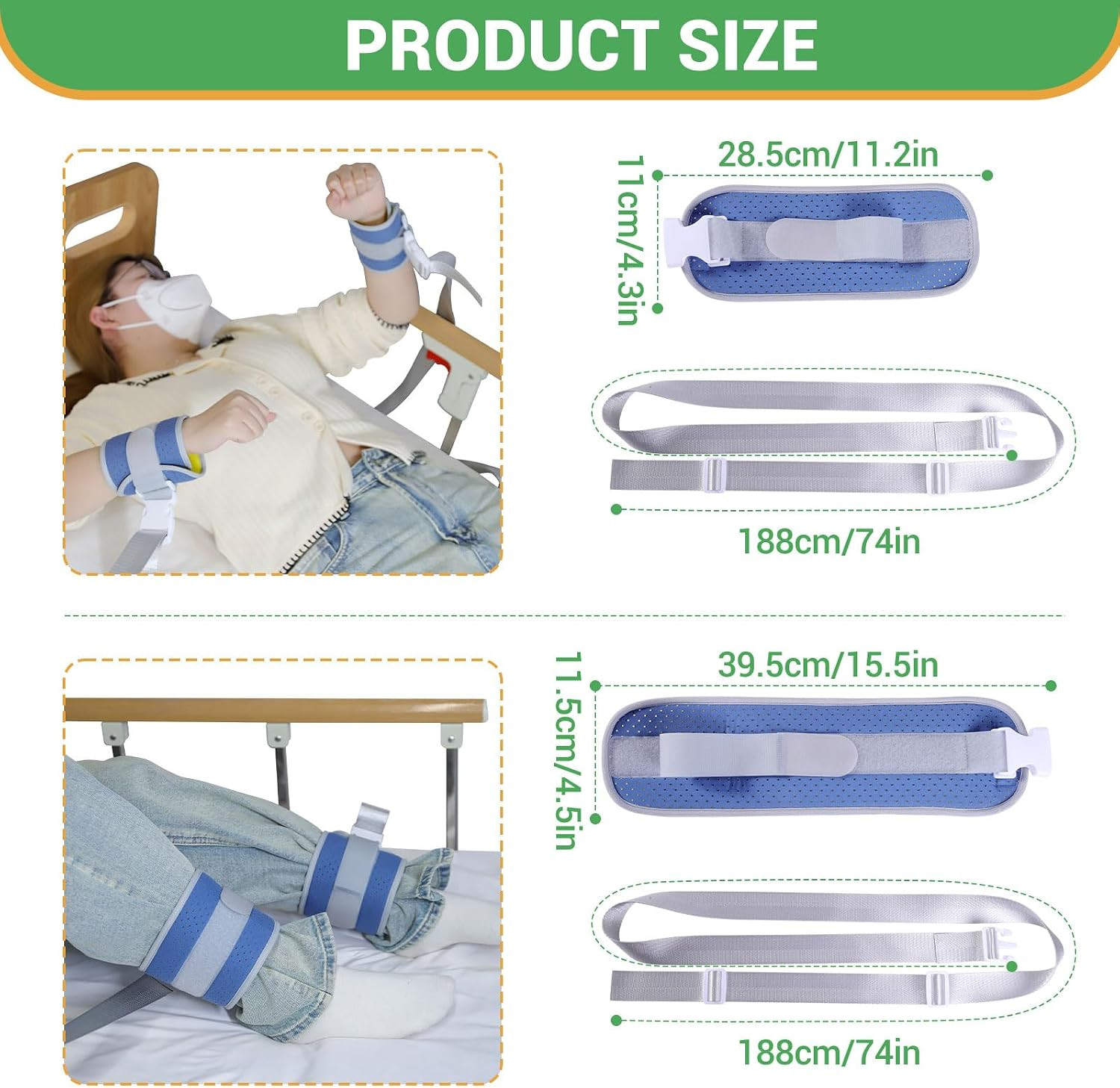 Patient Restraint Band, Ankle and Wrist Universal Constraints Control, Restraint