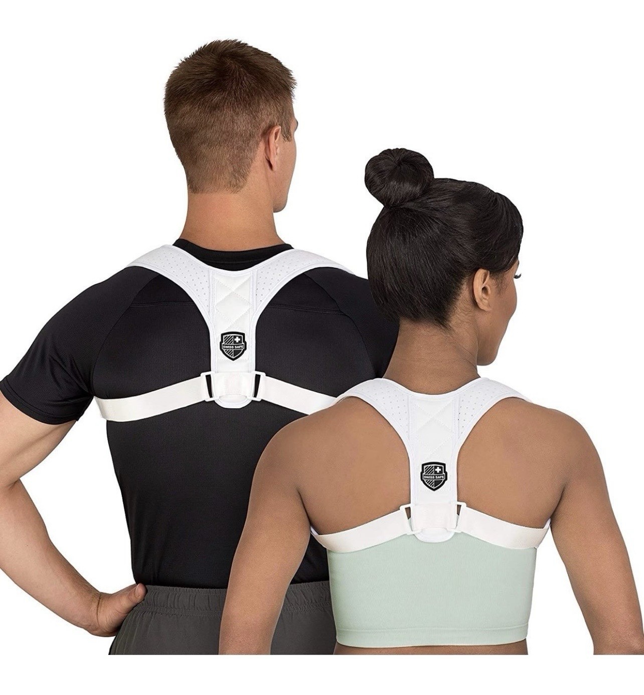 Swiss Safe Posture Corrector for Men/Women – Stylish & Discreet Ergonomic White