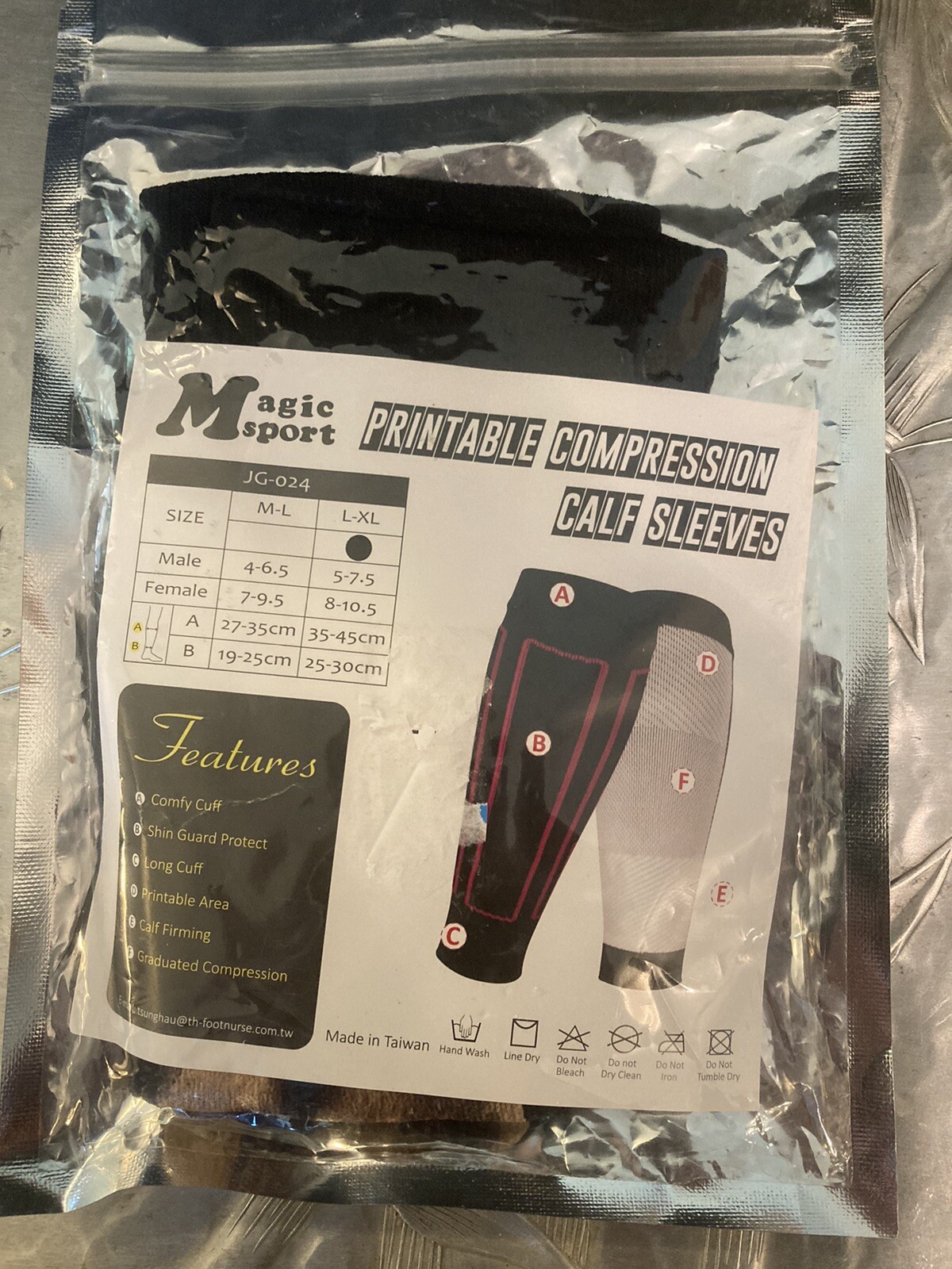 Magic Sport Printable Compression Calf Sleeves, Unrestrained Leopard Size L/XL