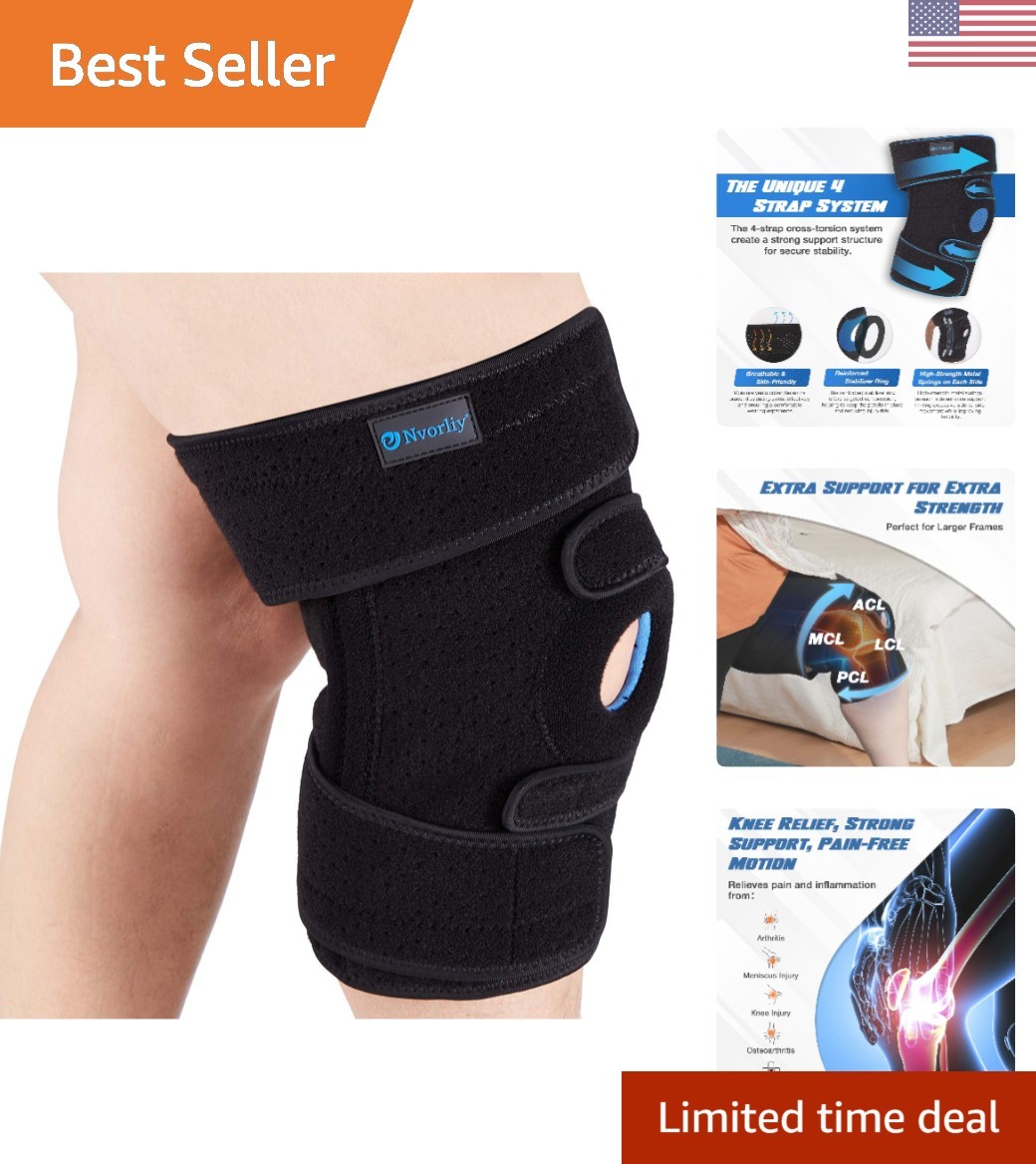 Comfortable Black Knee Brace with Side Stabilizers – For Plus Size Women 3XL-4XL